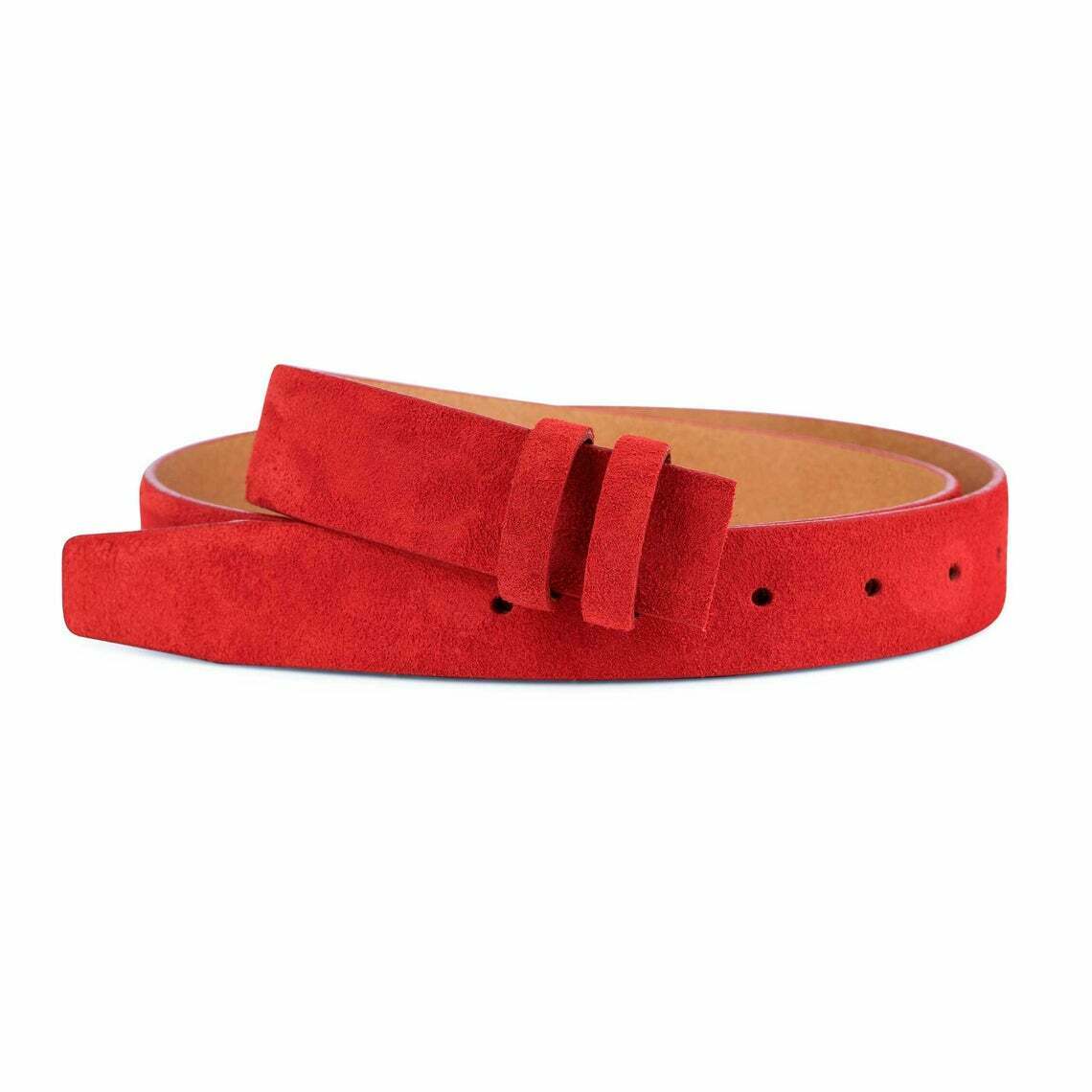 Authentic Red Suede Belt Strap Replacement 30mm - 100% Genuine Leather for Ferragamo Belts - Unisex Men & Women Fashion Accessory - Perfect for Office, Casual Wear & Gift Giving