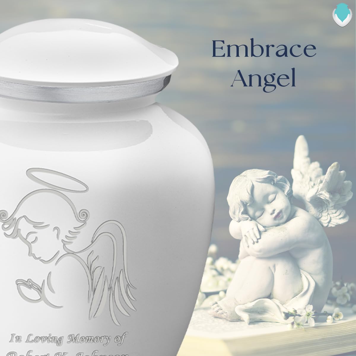 Personalized Angel Cremation Urn for Human Ashes - Large White Funeral Urn for Adults with Double Side Engraving (Holds 200 lbs) - Perfect for Memorial Services & Home Display