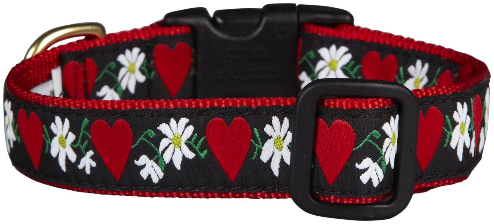 Hearts & Flowers Dog Collar for Large Dogs - Adjustable Pet Collar with Floral Design for Daily Walks & Outdoor Adventures