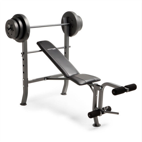 Competitor Pro Standard Weight Bench with 100lb Plate Set - Heavy Duty Home Gym Equipment for Strength Training & Fitness Workouts | CB 5573