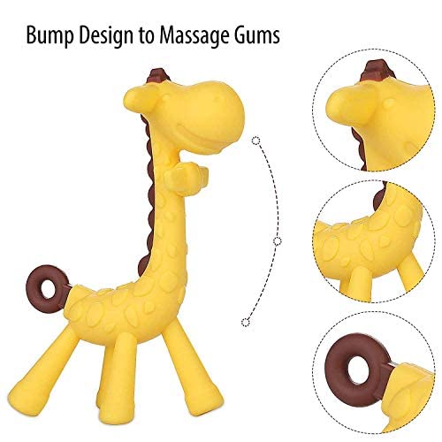 Gurbik Baby Silicone Teething Toy - Soft Giraffe Chew Toy for Soothing Sore Gums, BPA-Free Teether for Infants & Toddlers (Yellow) | Perfect for On-the-Go, Daycare & Travel Relief