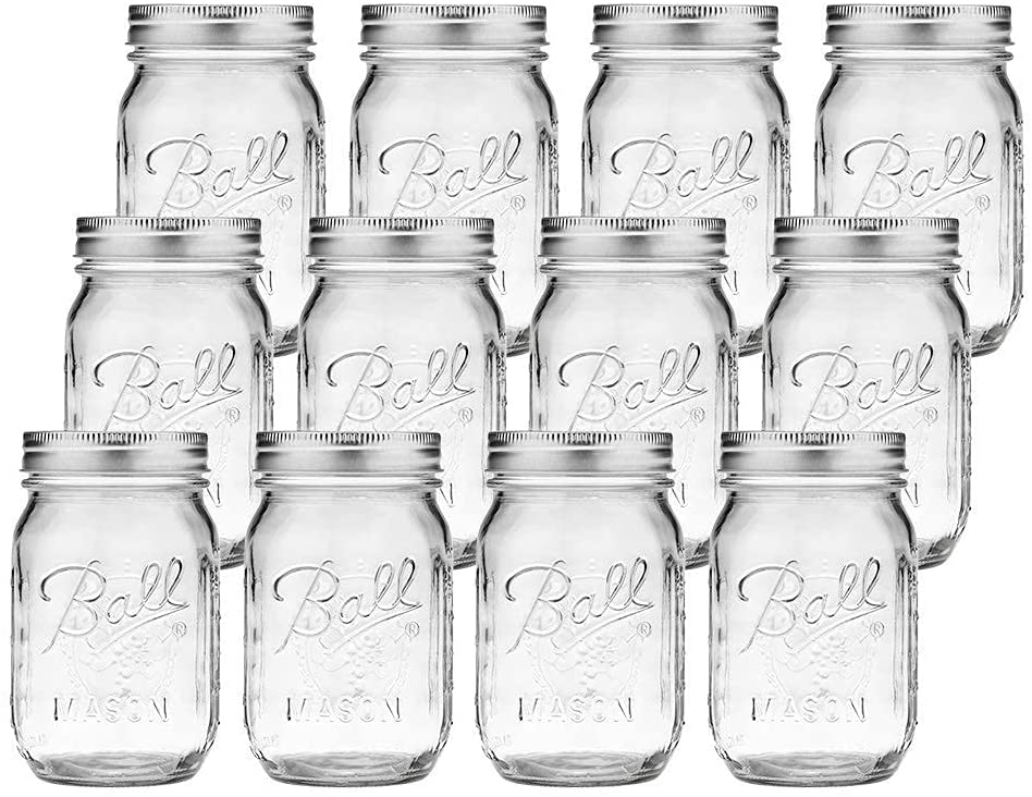 12-Piece 480ml Mason Jars Set - Airtight Glass Canning Jars with Lids & Labels for Spices, Pickling, Jam Storage - Perfect for Home Canning, DIY Gifts & Pantry Organization