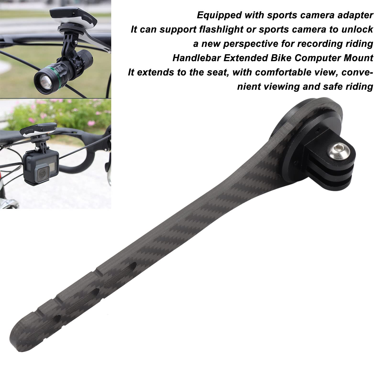 Carbon Fiber Bike Computer Mount - Extended Out Front Handlebar Mount for Garmin, Wahoo & Cycling GPS - Perfect for Road Bikes & Mountain Biking Adventures