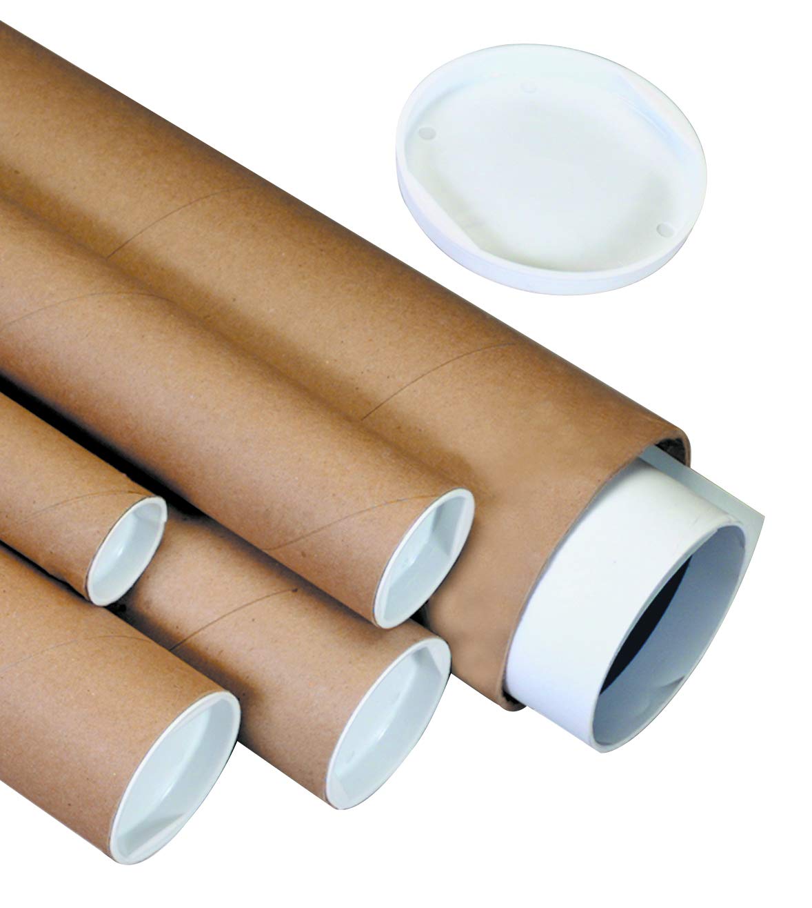 Choice Shipping Supplies Mailing Tubes with Caps - 4' x 42' Kraft Cardboard Postal Tubes (15/Case) for Secure Document & Poster Shipping | Ideal for Artwork, Blueprints & Mailing Protection