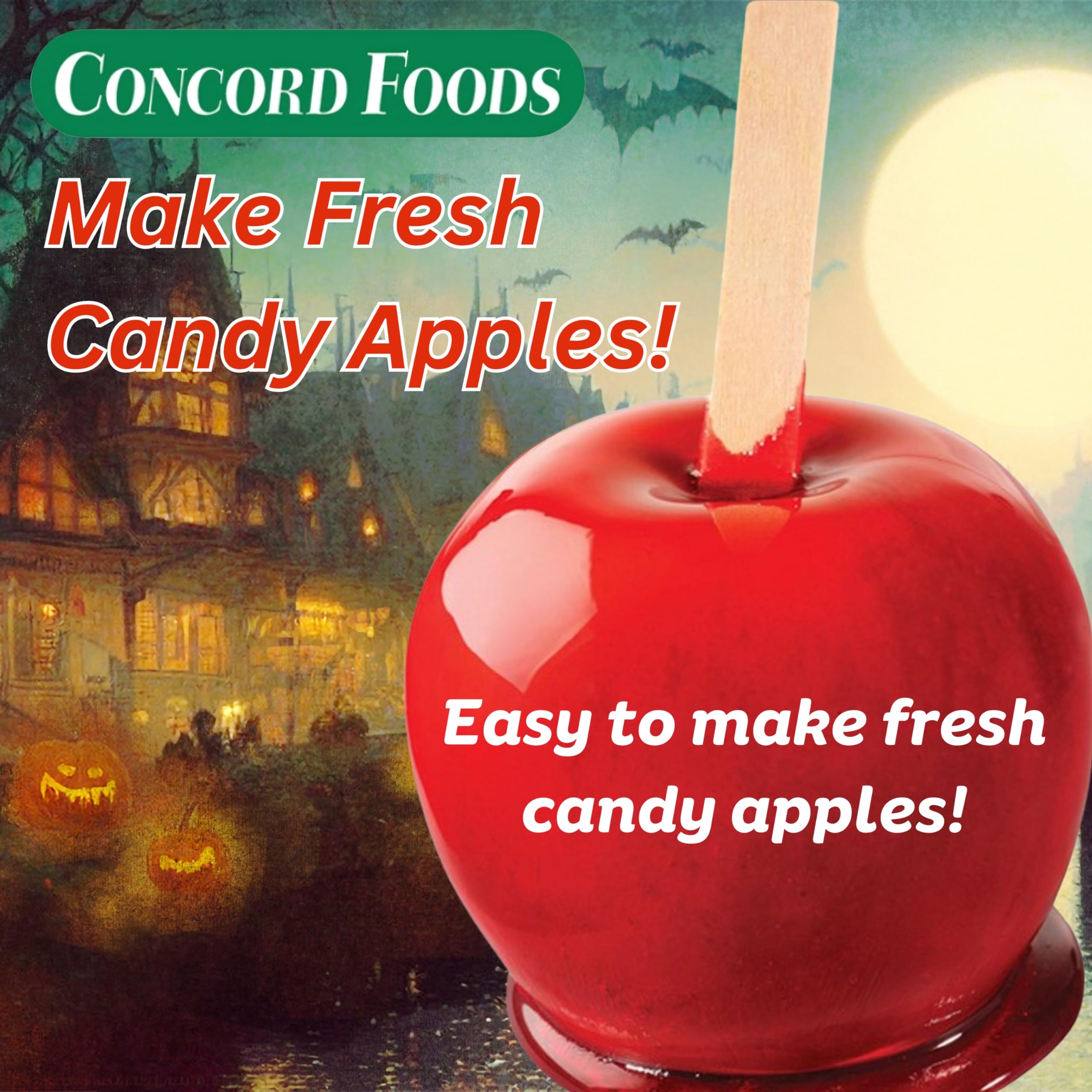 Concord Candy & Caramel Apple Kits - Make 20 Delicious Candy Apples | Perfect for Halloween, Parties & Holiday Gifts