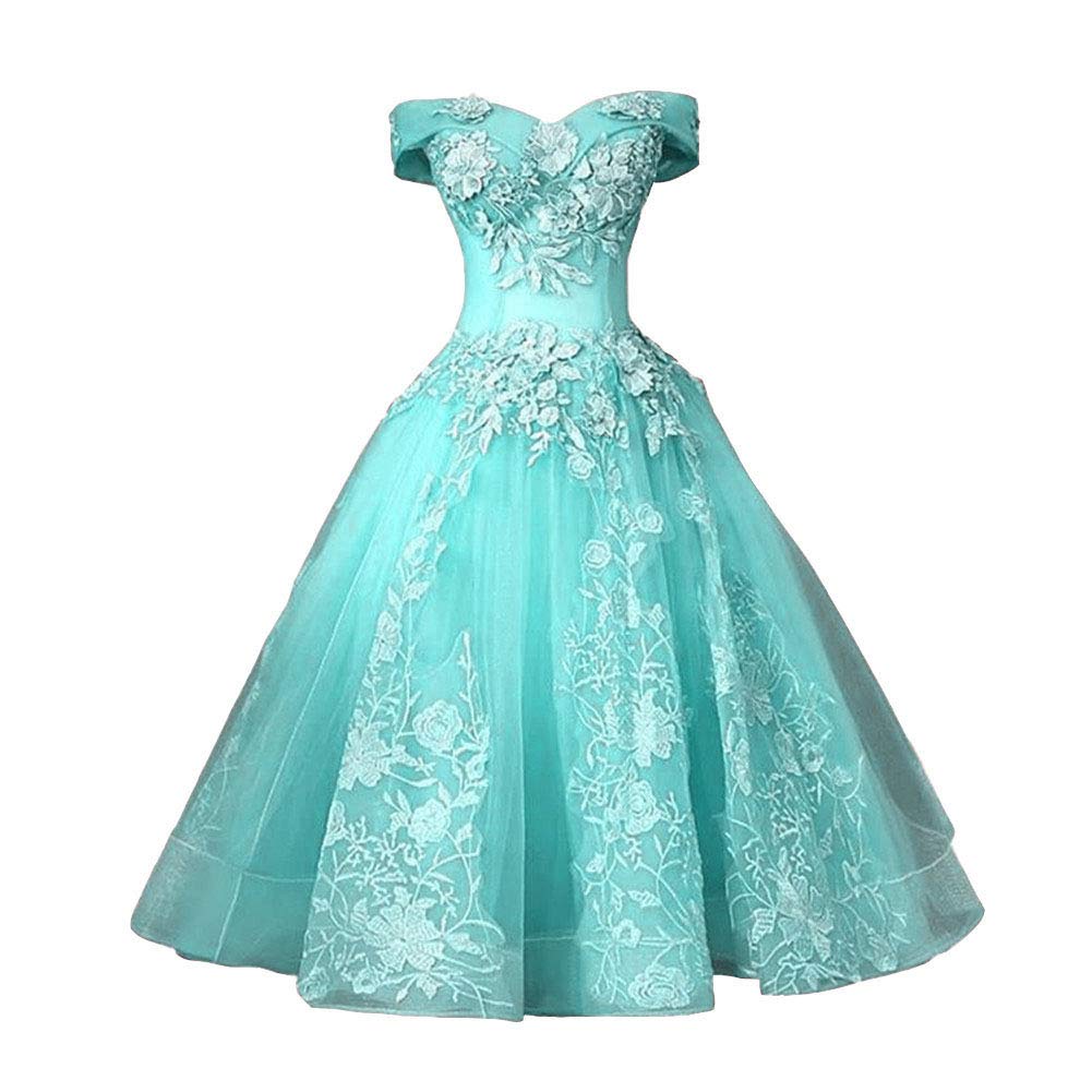 Emanni Women's Off-The-Shoulder Short Ball Gown Prom Dress - Mint Green Formal Party Dress for Homecoming, Cocktail Parties & Special Occasions