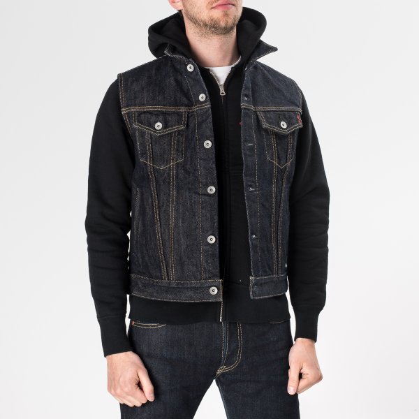 Iron Heart IH-526SV 21oz Indigo Selvedge Denim Vest for Men - Heavyweight Raw Denim Jacket for Motorcycle Riding, Workwear & Casual Style
