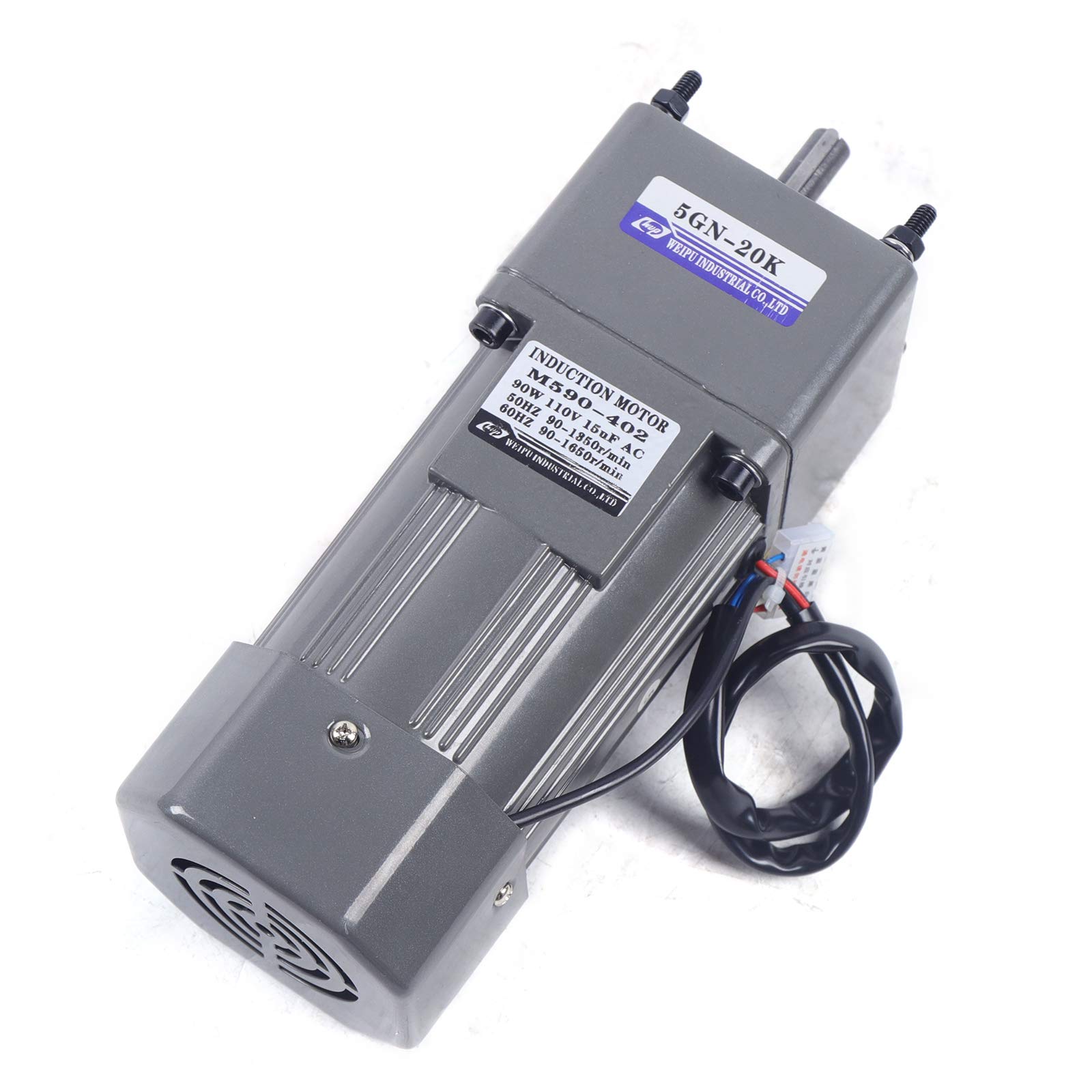 90W AC110V Single-Phase Gear Motor with Speed Controller - 67 RPM, 1:20 Reduction Ratio - Variable Speed Gear Reducer for Industrial Machinery, Conveyor Systems, and Automation Equipment
