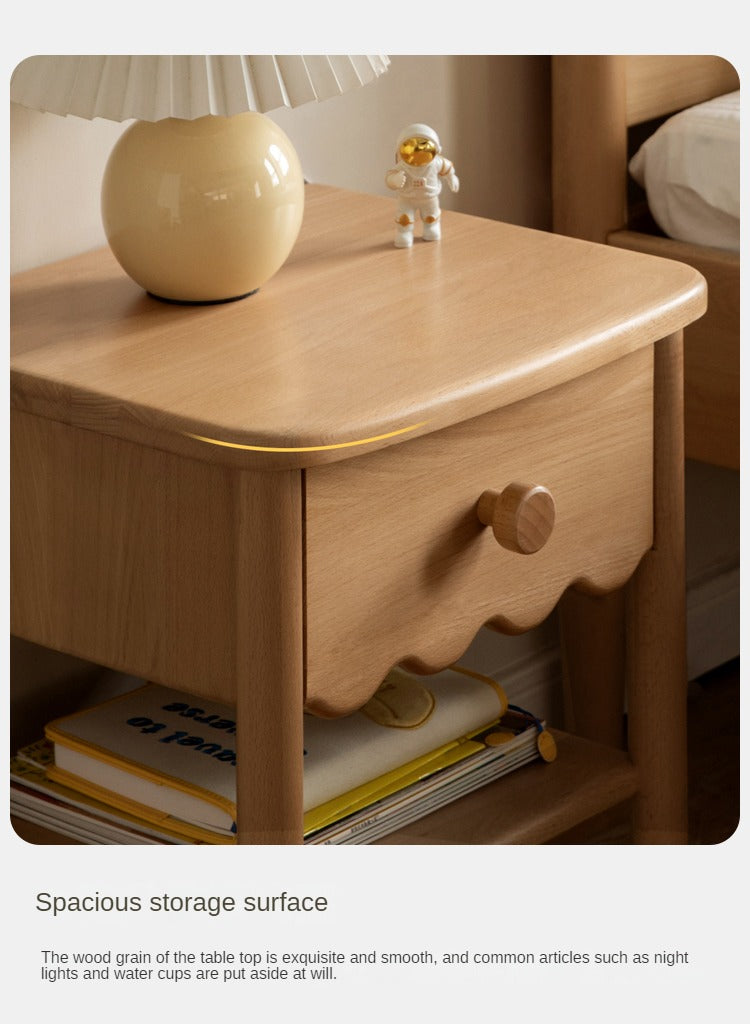 Solid Wood Nightstand - Beech or Oak Bedside Table for Bedroom, Modern & Rustic Home Decor, Durable & Stylish Furniture for Small Spaces