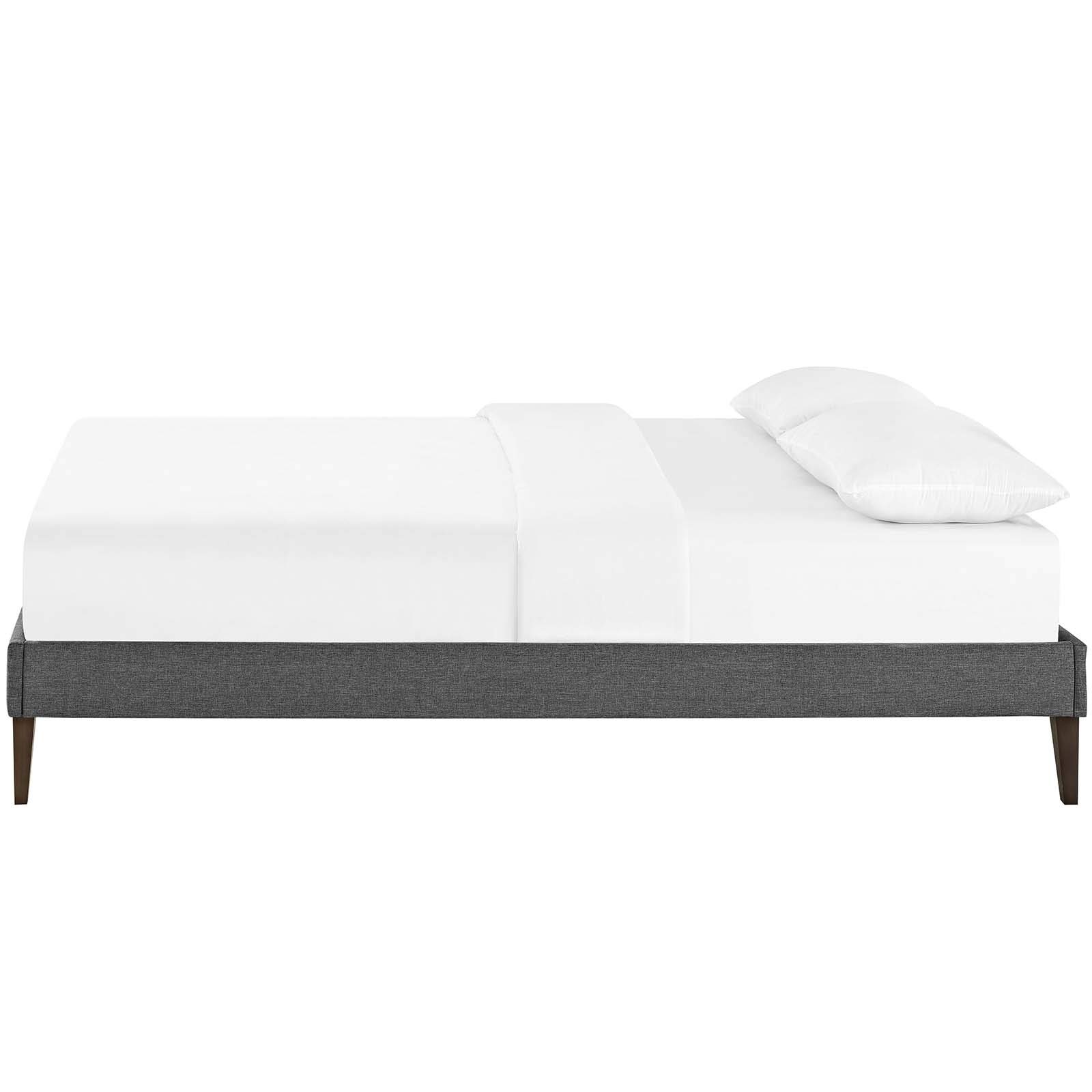 Modern Contemporary Urban Design Queen Size Platform Bed Frame with Fabric Upholstery in Grey - Perfect for Small Spaces, Guest Rooms & Stylish Bedroom Decor