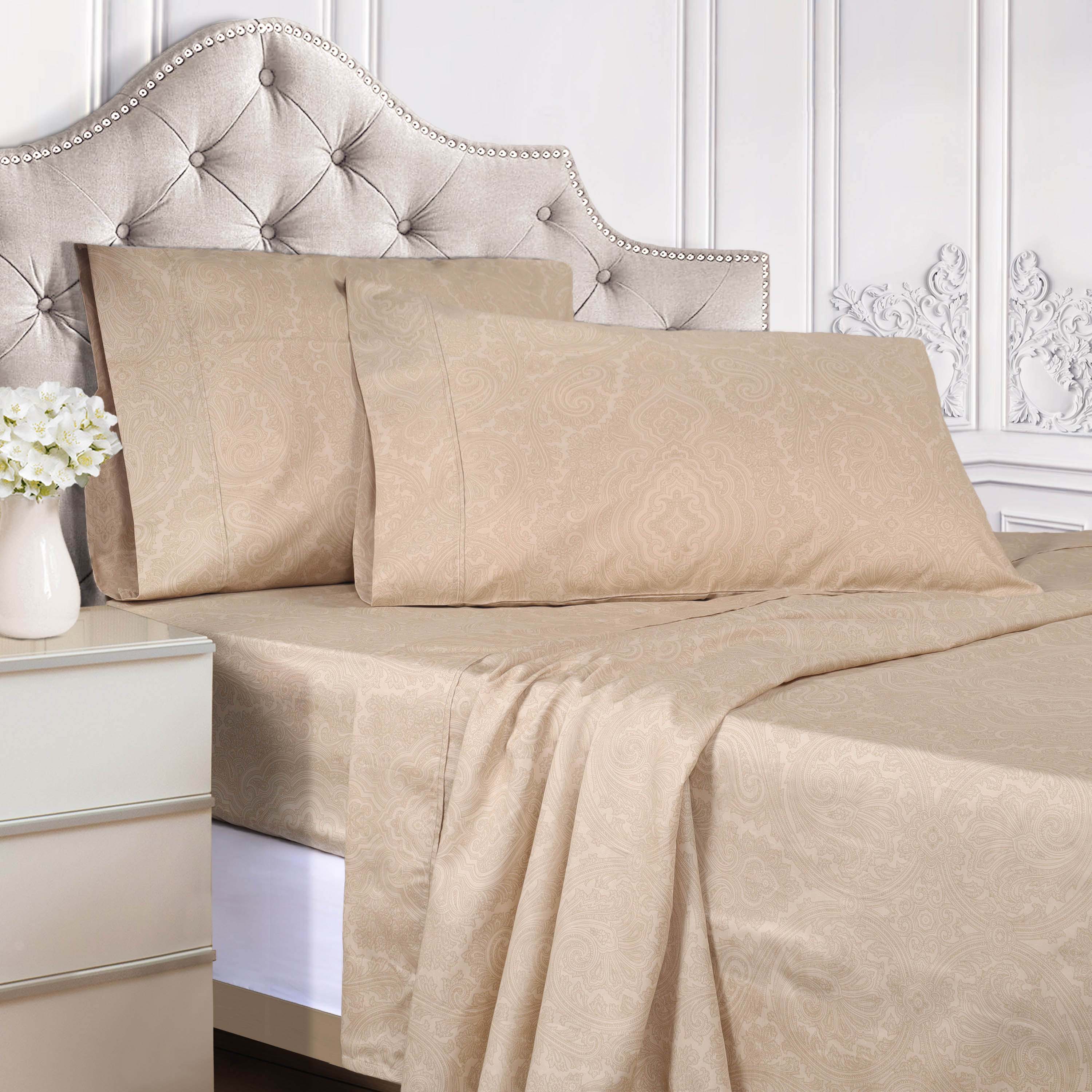 Italian Paisley 600 Thread Count Cotton Blend Deep Pocket Sheet Set - Ultra Soft Bedding for Queen & King Size Beds - Perfect for Luxury Hotels, Guest Rooms & Master Bedrooms