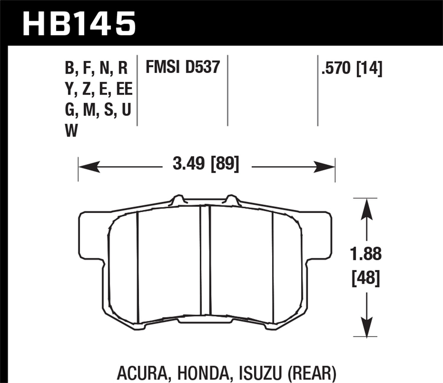 HB145F.570 HPS Performance Street Brake Pads - High Friction Ceramic Brake Pads for Sedans & Sports Cars - Perfect for Daily Driving & Performance Upgrades