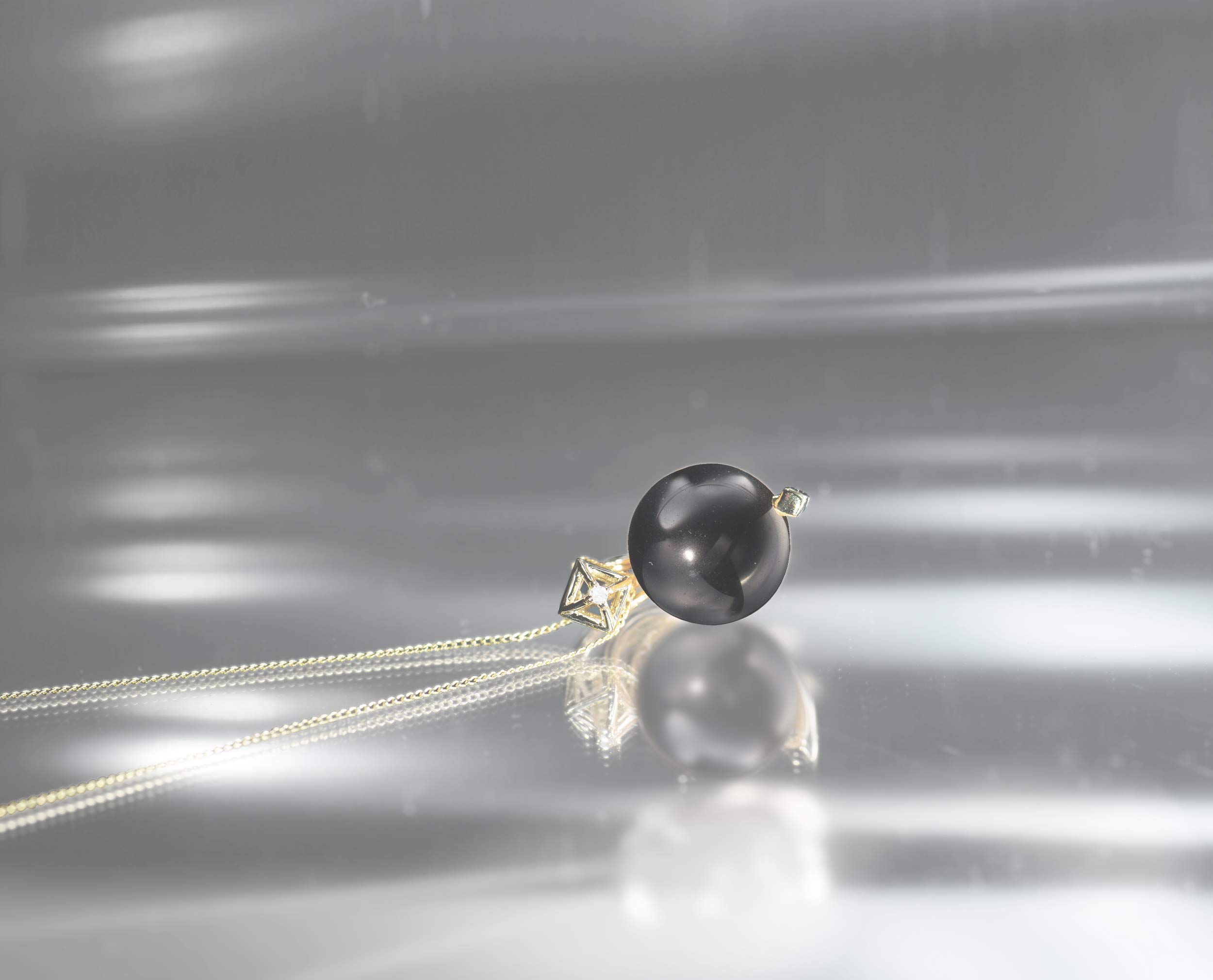 Majade Black Tourmaline Necklace - 14K Gold Handmade Pendant with Diamond Accents | Minimalist Geometric Jewelry for Women | Perfect for Everyday Wear, Meditation & Energy Protection