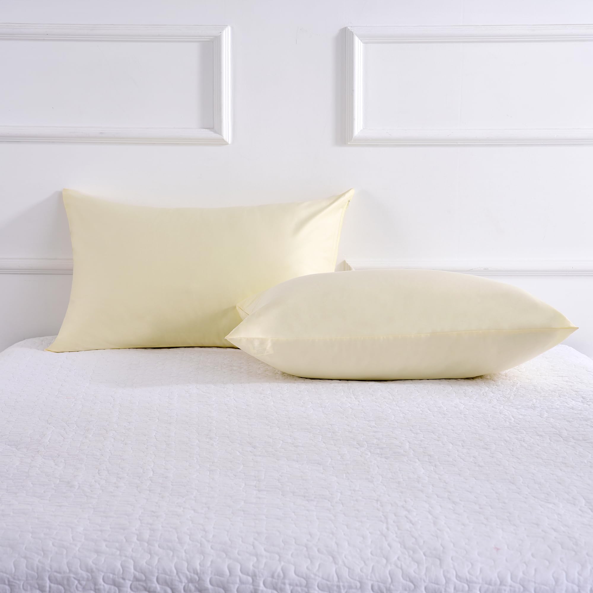 King Size Cotton Pillow Protectors with Zipper - 2 Pack Cooling & Breathable Pillow Cases (20