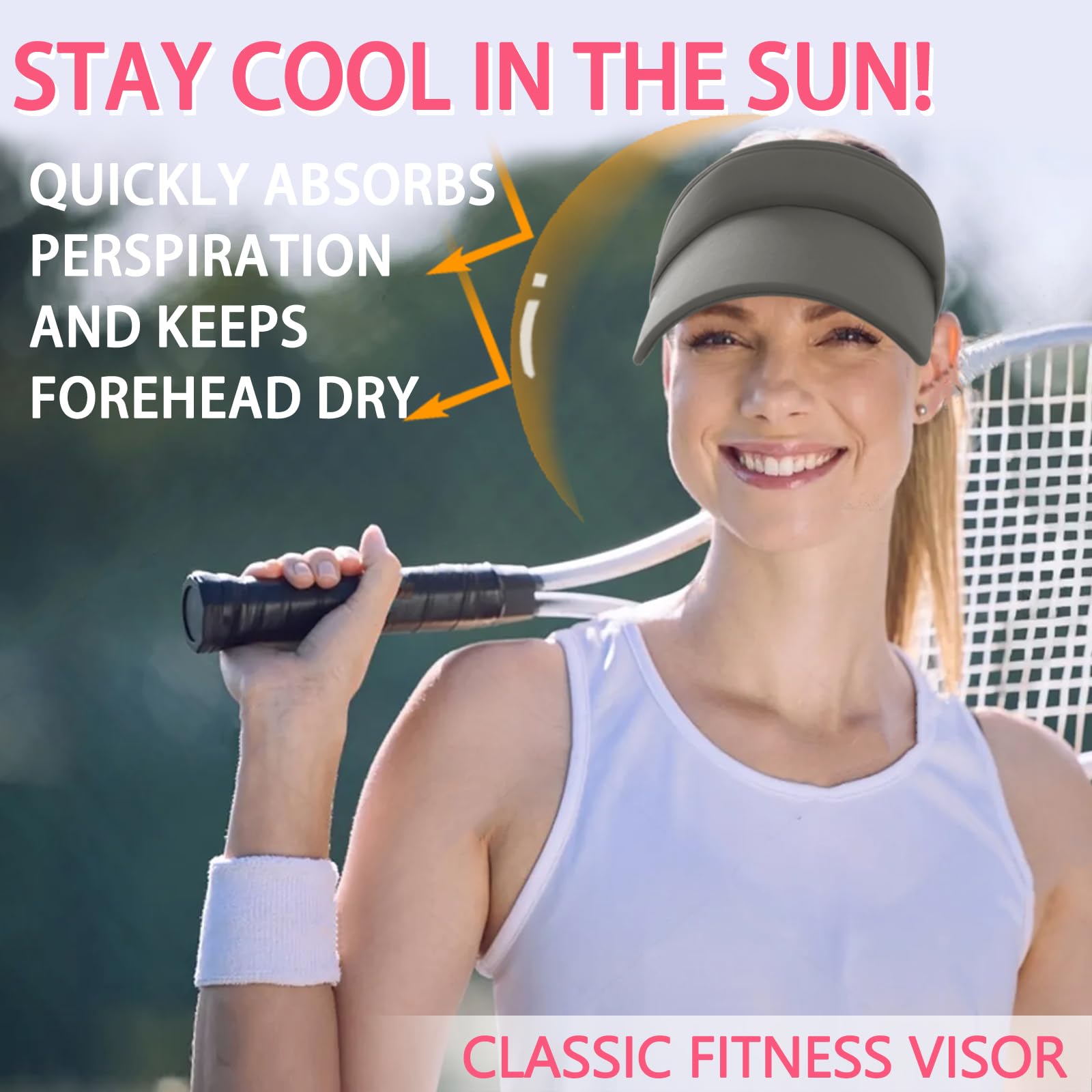 UPF 50+ Sun Protection Visor Hats for Women & Men - Adjustable Wide Brim Sports Cap for Golf, Running, Hiking & Outdoor Activities - Breathable Mesh Design for Summer Sun Safety