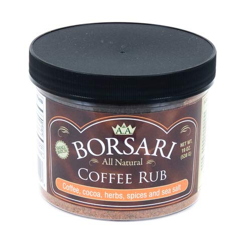 Premium Borsari Coffee Rub Seasoning - All Natural Gourmet Dry Rub for Ribs, Steak & BBQ - Infused with Coffee Spices & Cocoa (19 oz) - Perfect for Grilling, Smoking & Enhancing Meat Flavors