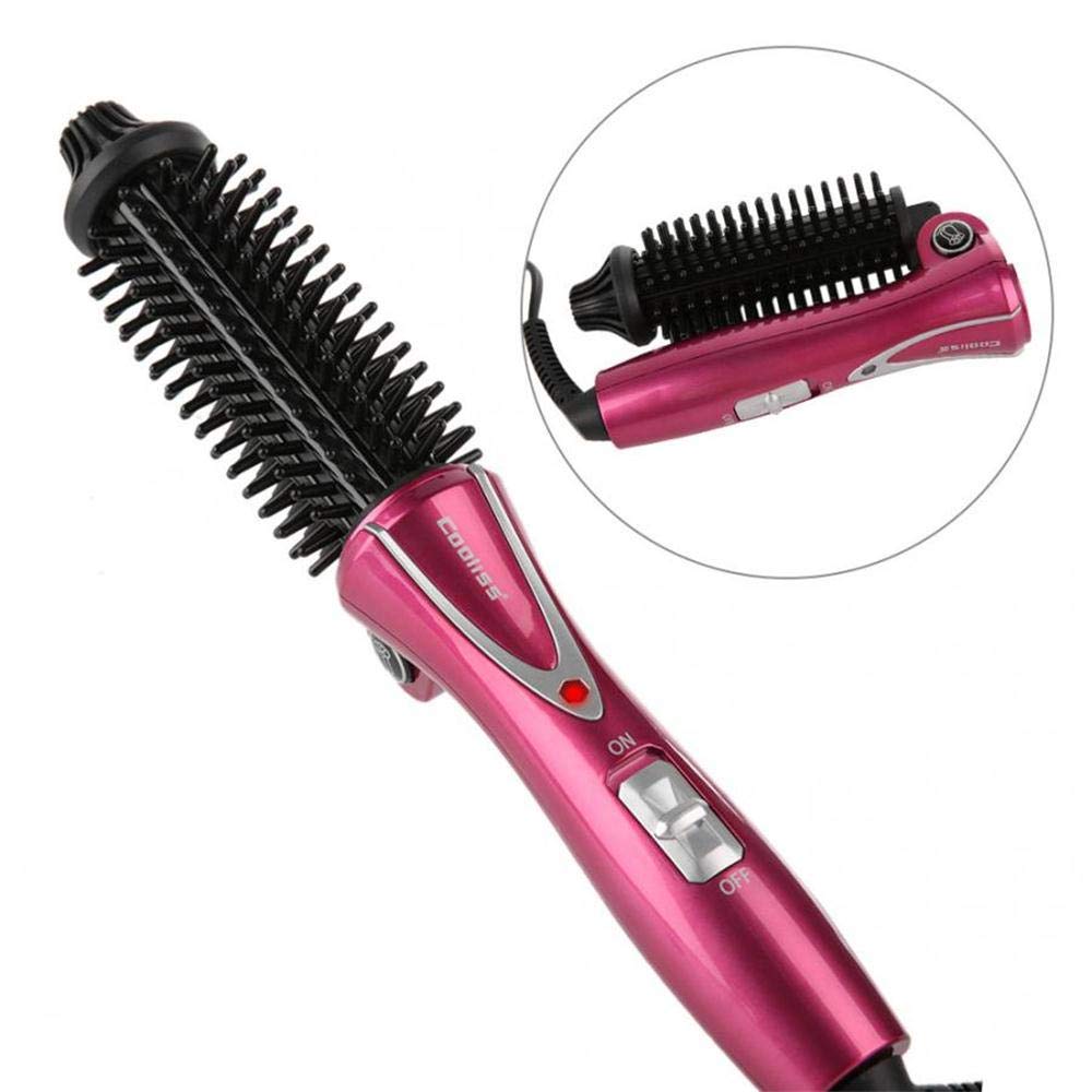 1 Inch Anti-Scald Ionic Travel Hair Curling Iron Brush - Dual Voltage Heated Curling Wand & Round Hair Styler for Beach Waves, Salon Styles & Everyday Curls - Perfect for Travel, Home & Professional Use (Red Wine)