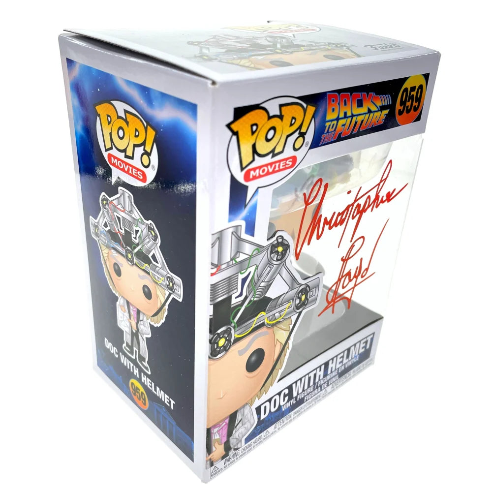 Christopher Lloyd Autographed Funko Pop Doc Brown #959 Back to the Future Collectible with JSA COA & Helmet - Perfect for Movie Fans, Gift Giving, and Pop Culture Displays