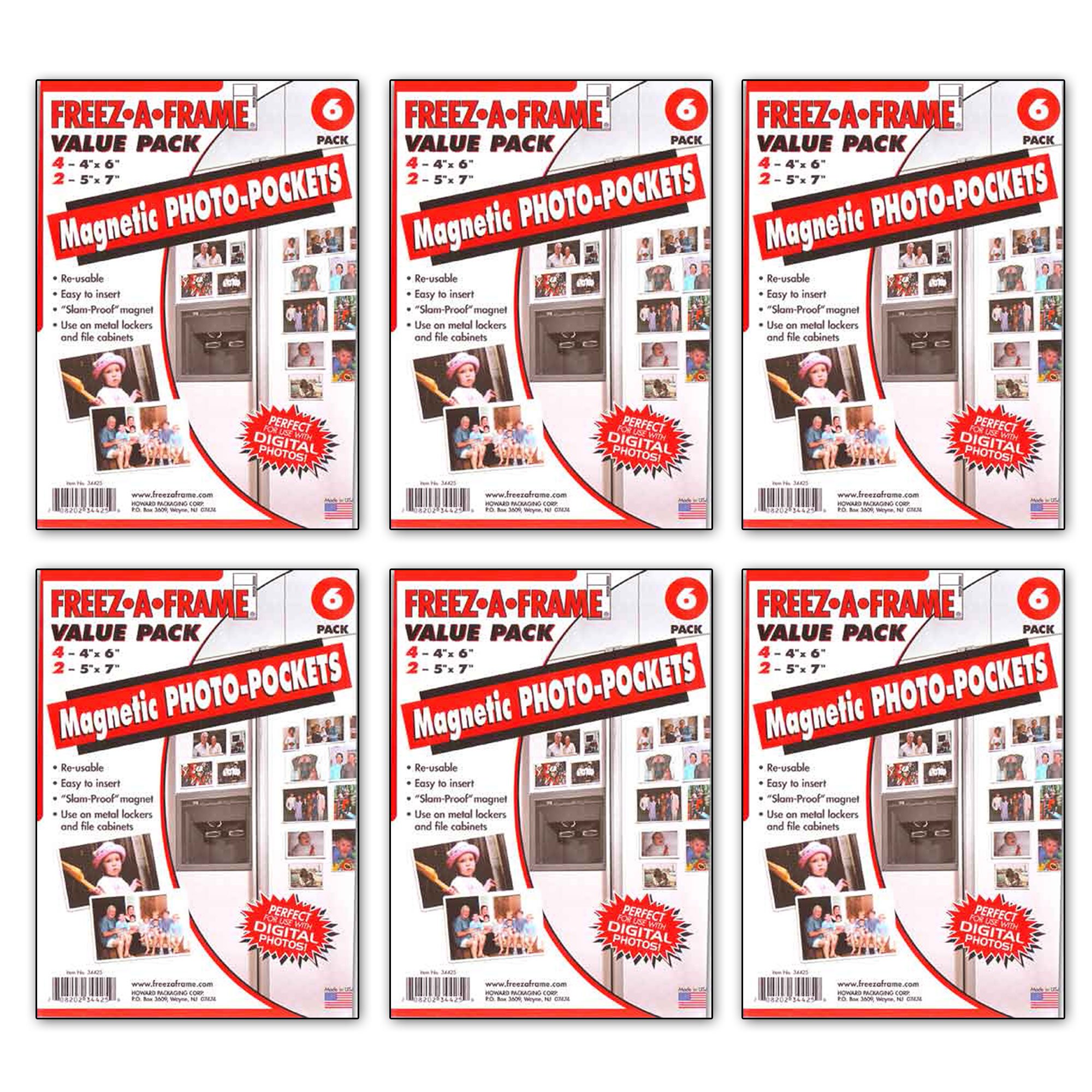 6-Pack Magnetic Photo Frames - 4X6 & 5X7 Combo Set for Refrigerator, Office, or Home Decor - Perfect for Family Photos, Kids Artwork, and Important Notes