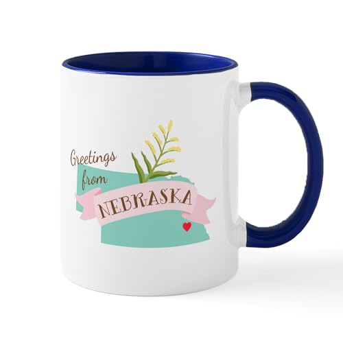 White/Navy Inside - Nebraska State Outline Goldenrod Flower Greetings