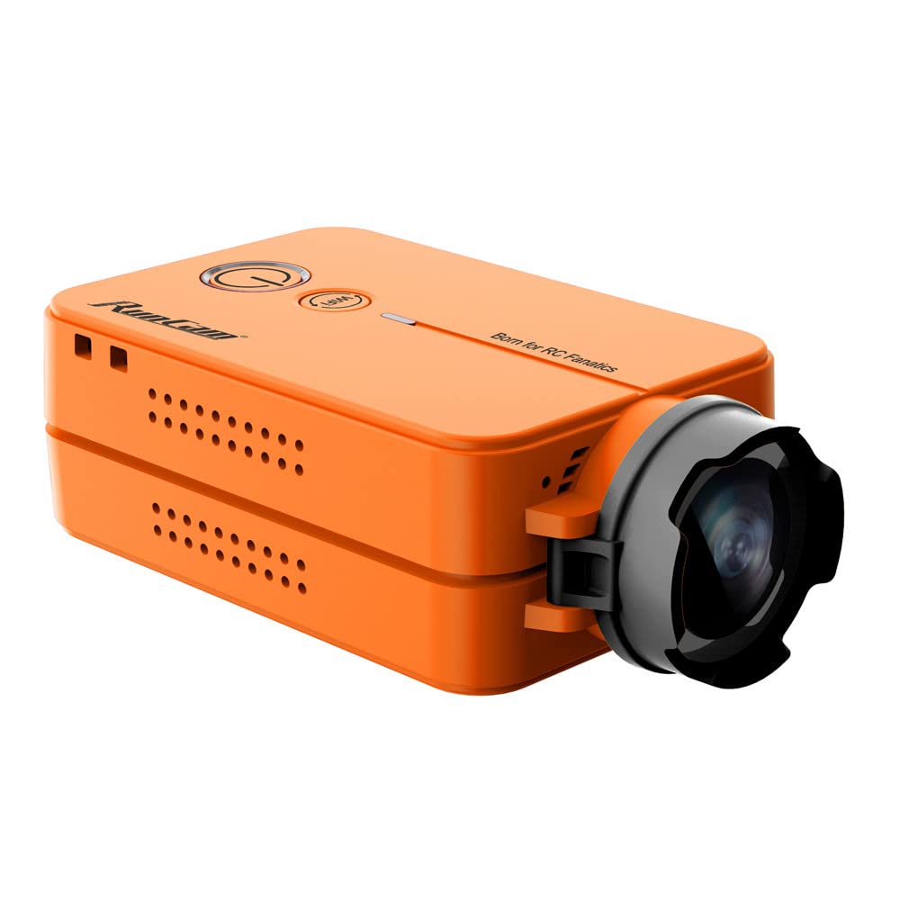 RunCam 2 WiFi Action Camera 1080P 60fps Mini Sports Cam with Replaceable Battery, FPV RC Drone Video Recorder for Outdoor Sports, Drones, and Adventure - Perfect for Drone Racing, RC Flying, and Extreme Sports (Orange)
