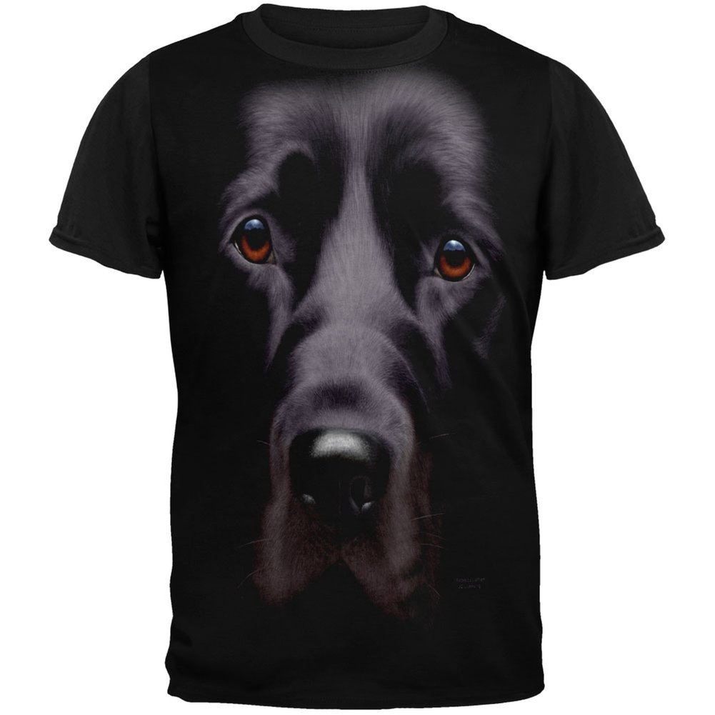 Black Lab Dog Face Adult Black Back T-Shirt - Comfortable Cotton Tee for Dog Lovers, Casual Wear & Outdoor Activities