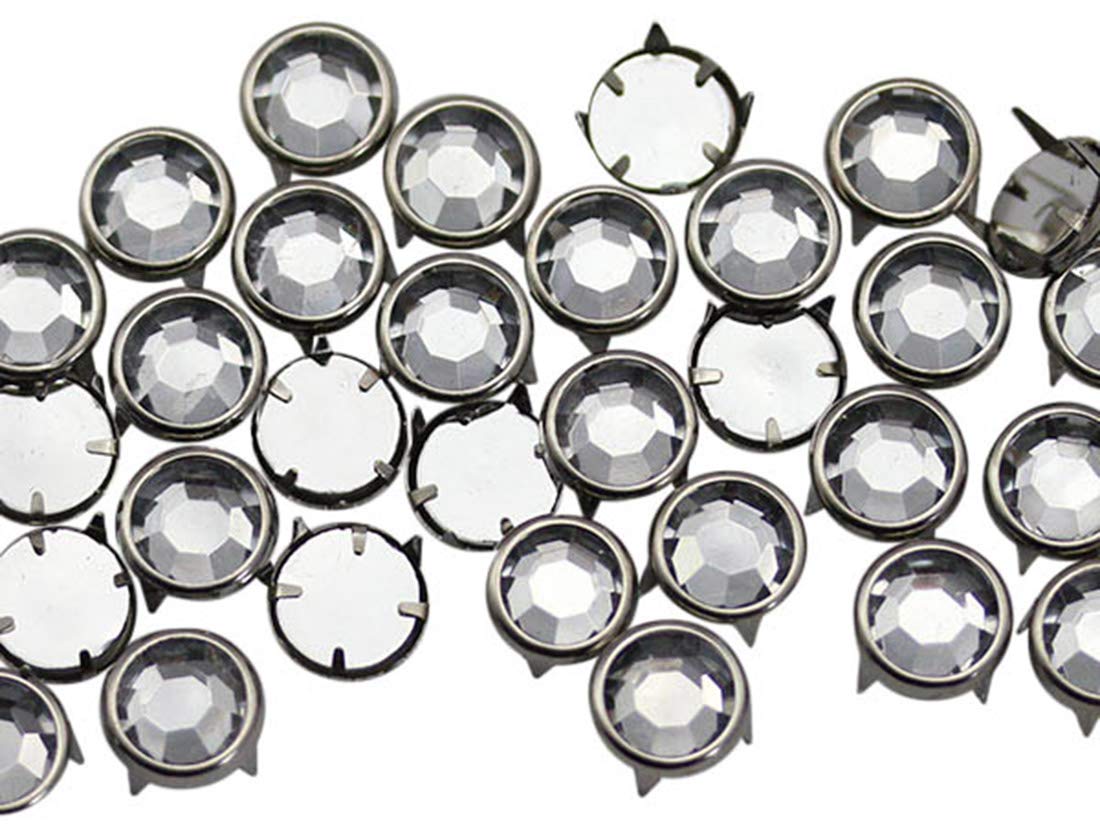 Allstarco 7mm Crystal CH38 Rhinestone Studs - 30-100pcs for Bedazzling, Nail Art, Garment & Leather Embellishments | DIY Shoe, Belt & T-Shirt Decoration | Perfect for Fashion Accessories & Craft Projects