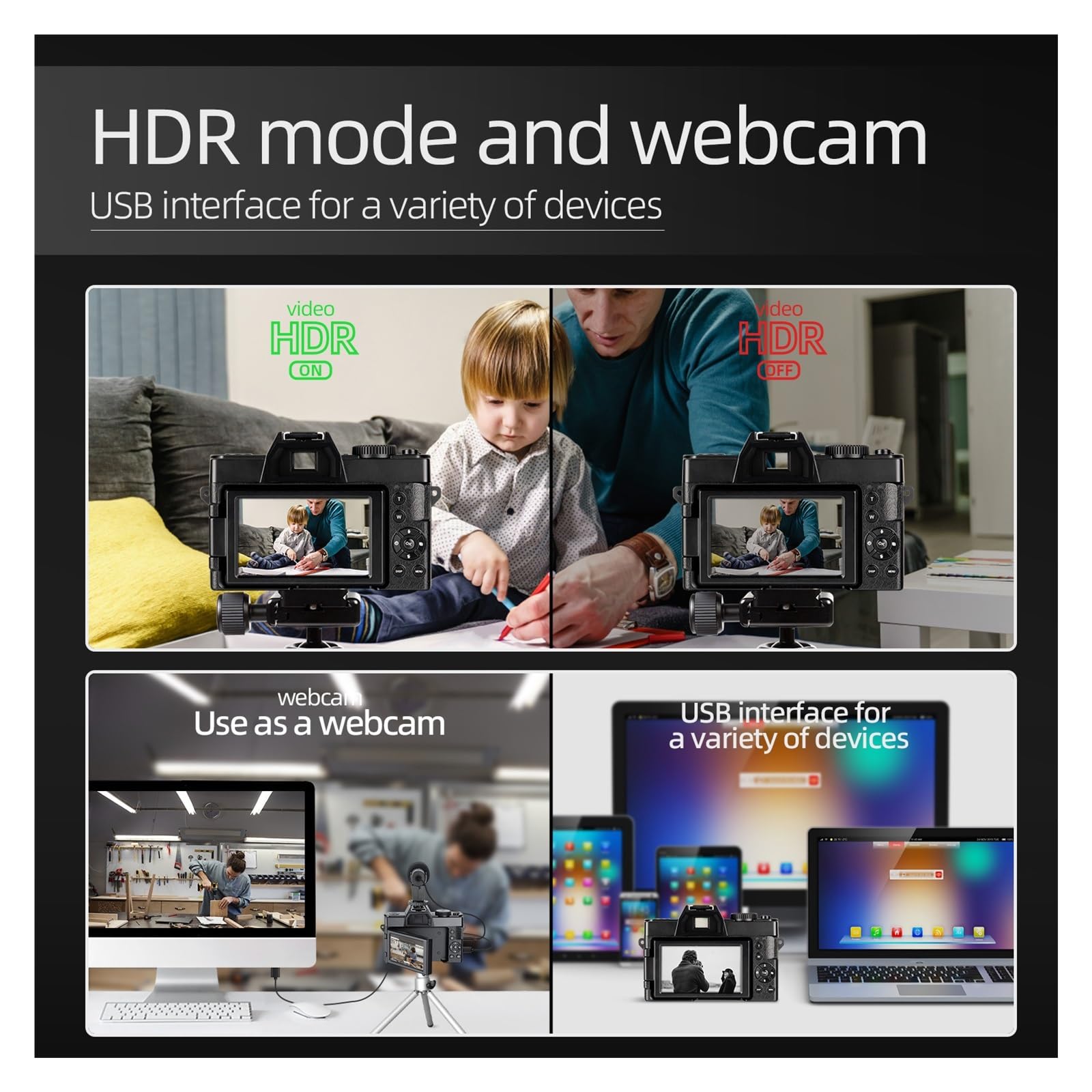 4K WiFi Digital Camera - 48MP Flip Screen Vlog Camcorder for Travel & YouTube