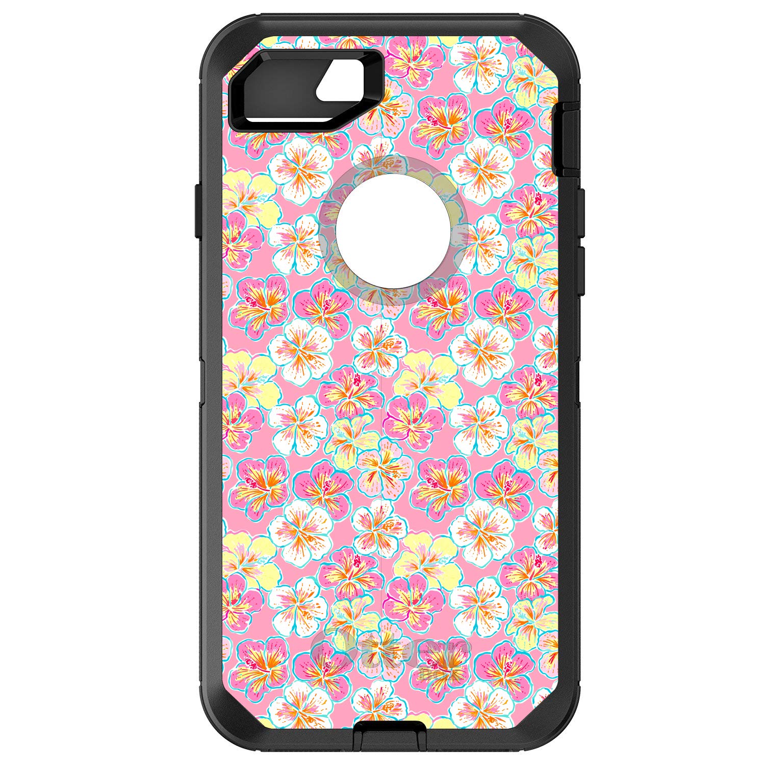 DistinctInk iPhone 7 Plus / 8 Plus Case (5.5 Inch) - Premium Protective Phone Cover with Floral Pattern (Yellow/White/Pink) - Durable Shockproof Replacement for OtterBox Defender - Perfect for Everyday Use, Work & Outdoor Activities