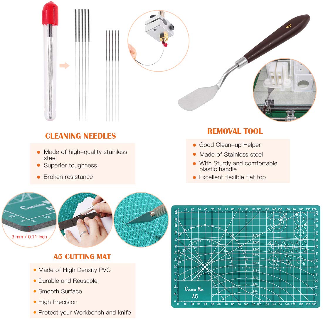 42-Piece 3D Printer Tool Kit with Deburring Tool, Cleaning & Removal Tools - Complete 3D Printing Accessories Set for Post-Processing, Model Finishing & Maintenance - Includes Storage Bag for Workshop & Hobby Use