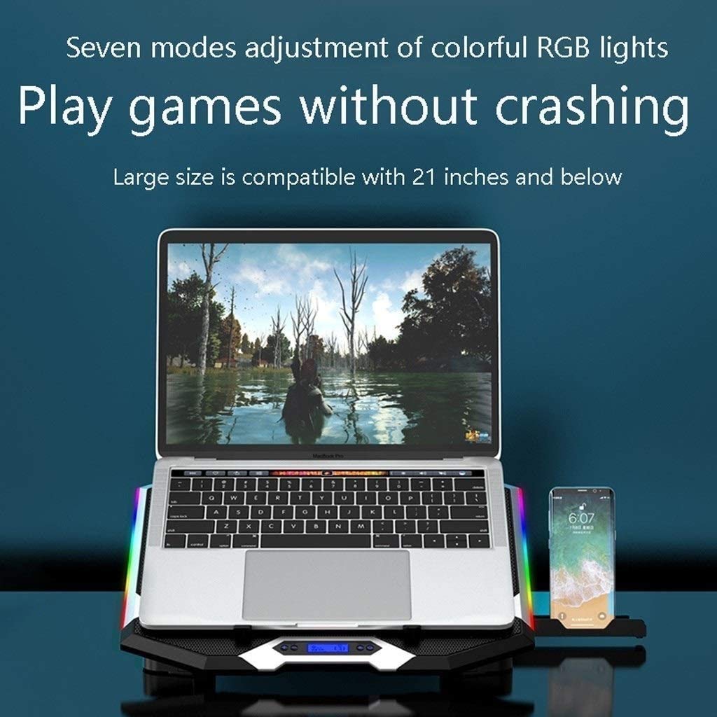 RGB Gaming Laptop Cooling Pad with 6 Quiet Fans & Touch Control - USB-Powered Cooler for 15.6-17 Inch Laptops | Perfect for Gaming, Office Work & Long Computing Sessions