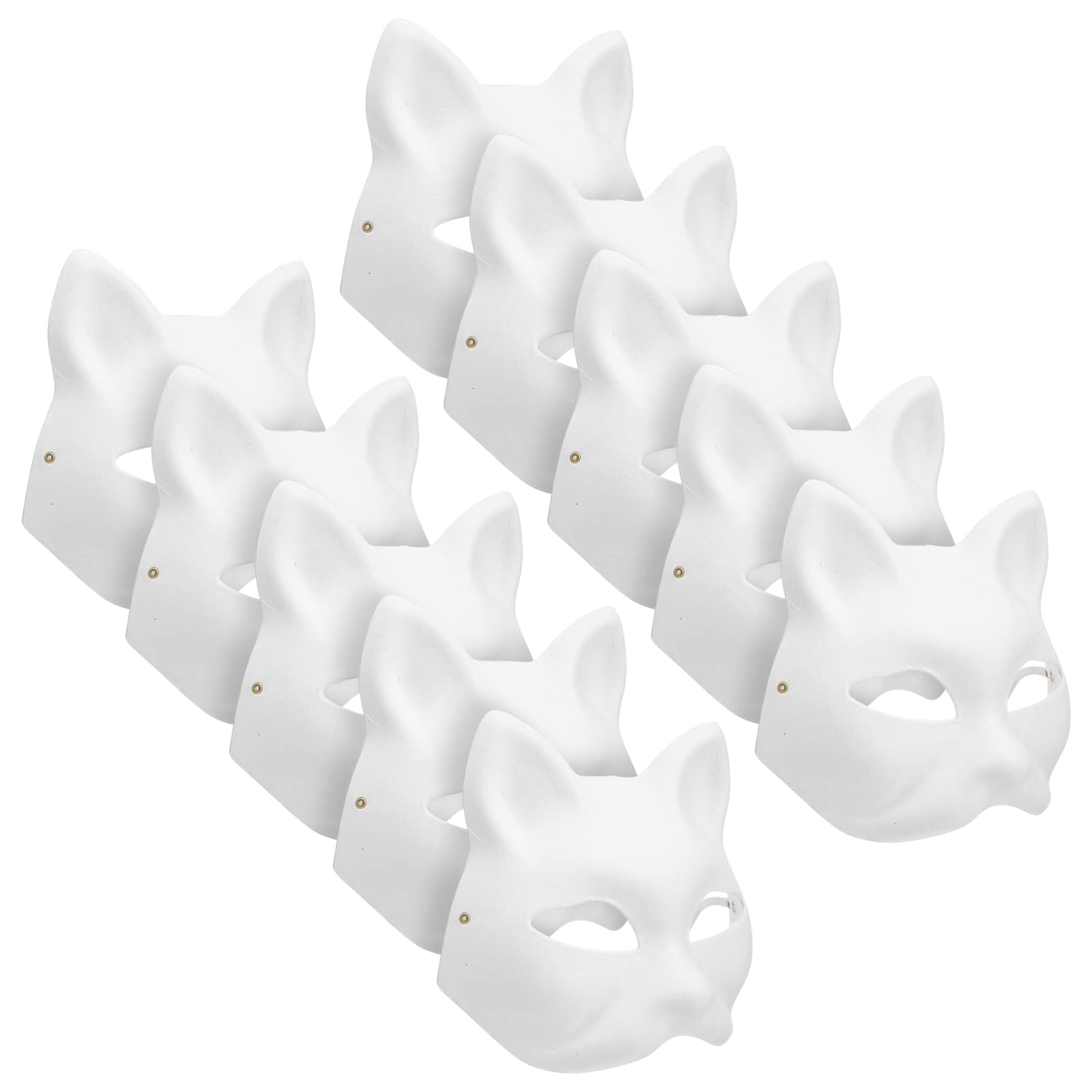 DIY Unpainted White Fox Half Face Paper Masks - 10 Pack Blank Masks for Cosplay, Halloween, Carnival & Themed Parties - Perfect for Costume Events, Role Playing & Creative Crafting