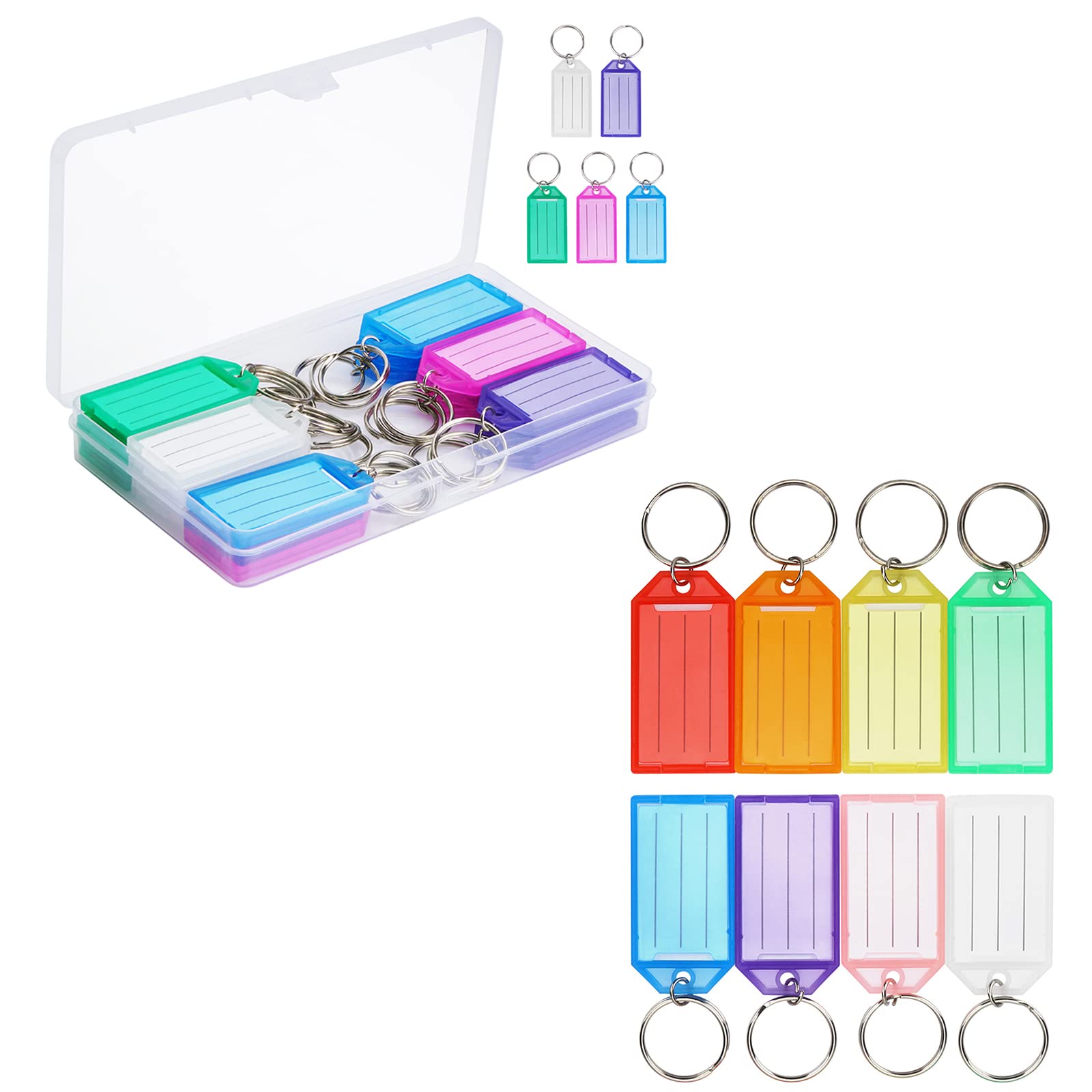 36 Pack Plastic Key Tags with Ring & Label Window - Durable Key Organizers for Home, Office, School & Travel - Perfect for Key Identification, Storage & Organization
