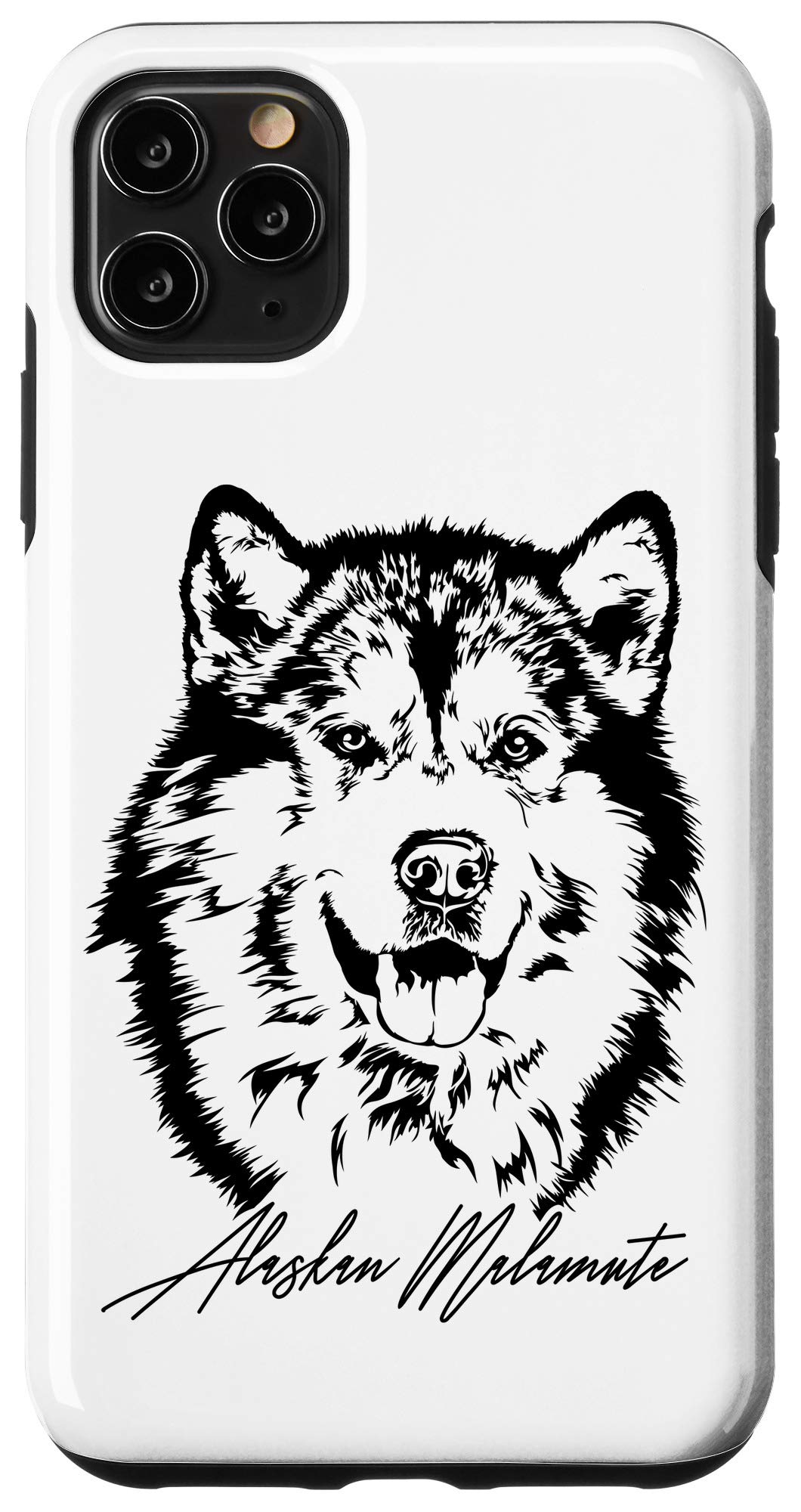 Funny Alaskan Malamute Dog Portrait iPhone 11 Pro Max Case - Perfect Gift for Dog Lovers, Durable Protective Phone Cover for Work, Travel & Daily Use