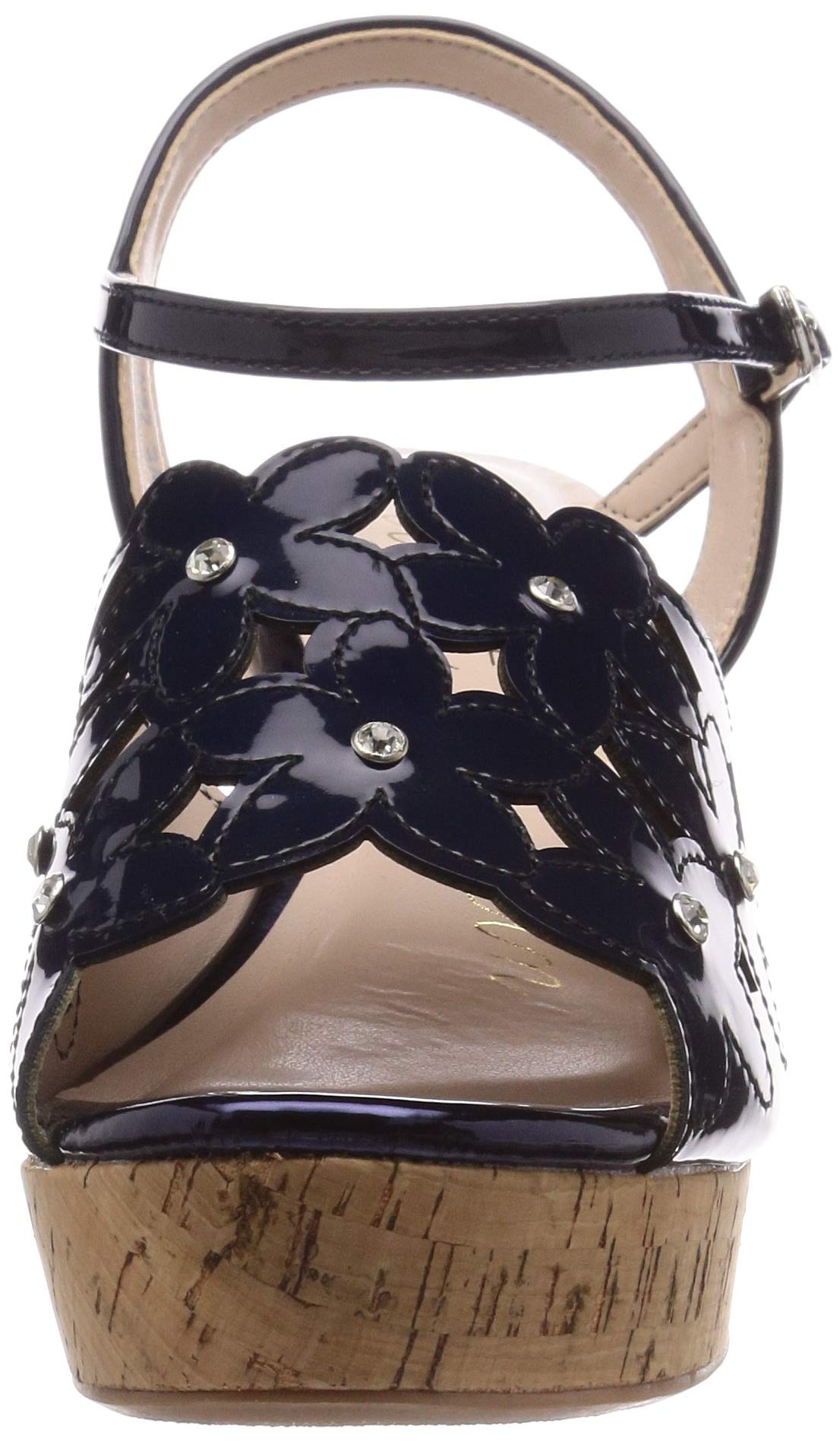Bridget Birkin 502105 Women's Flower Cut-Out Cork Sandals - Comfortable Summer Beach Slides for Women - Size 24.5 cm (NVE) - Perfect for Vacation, Poolside, and Casual Outings