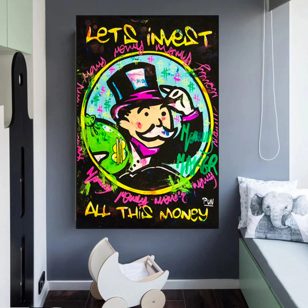 Alec Monopoly 'Let's Invest All Your Money' Canvas Art Print - Modern Wall Decor for Home, Office & Gallery