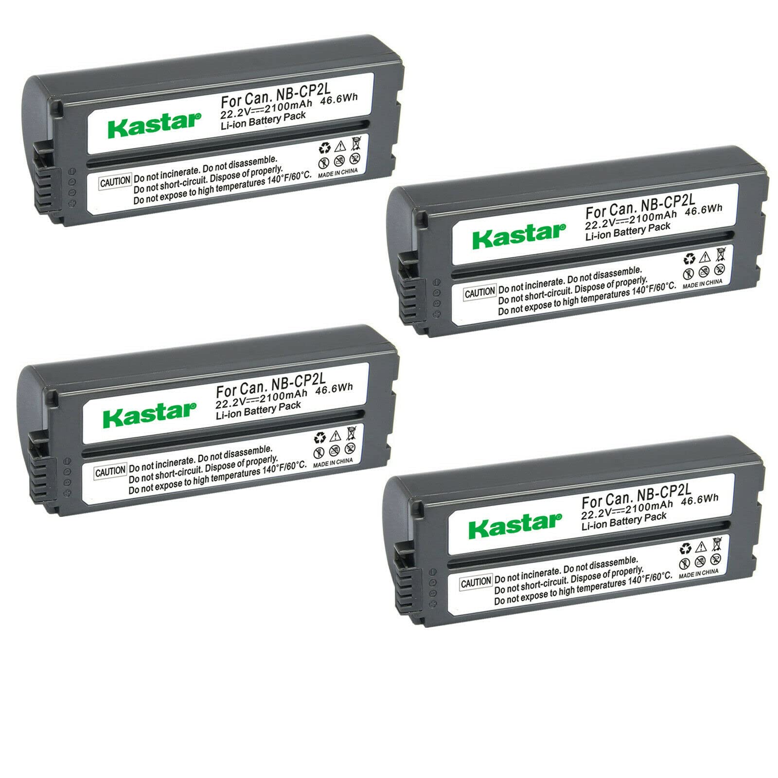 Kastar 4-Pack 22.2V 2100mAh NB-CP2L/NB-CP1L Replacement Batteries for Canon SELPHY CP900/CP910/CP1200/CP1300 & HP Photosmart A716 Photo Printers - Perfect for Home Photo Printing, Travel & Events (Gray)