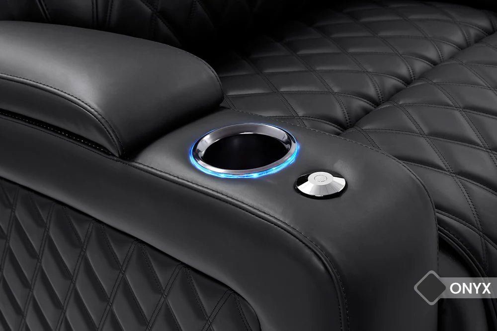 Valencia 2025 New Oslo Luxury Home Theater Seating - 3-Seater Loveseat Right Chaise in Onyx Black | Premium Recliner for Movie Nights & Entertainment Rooms