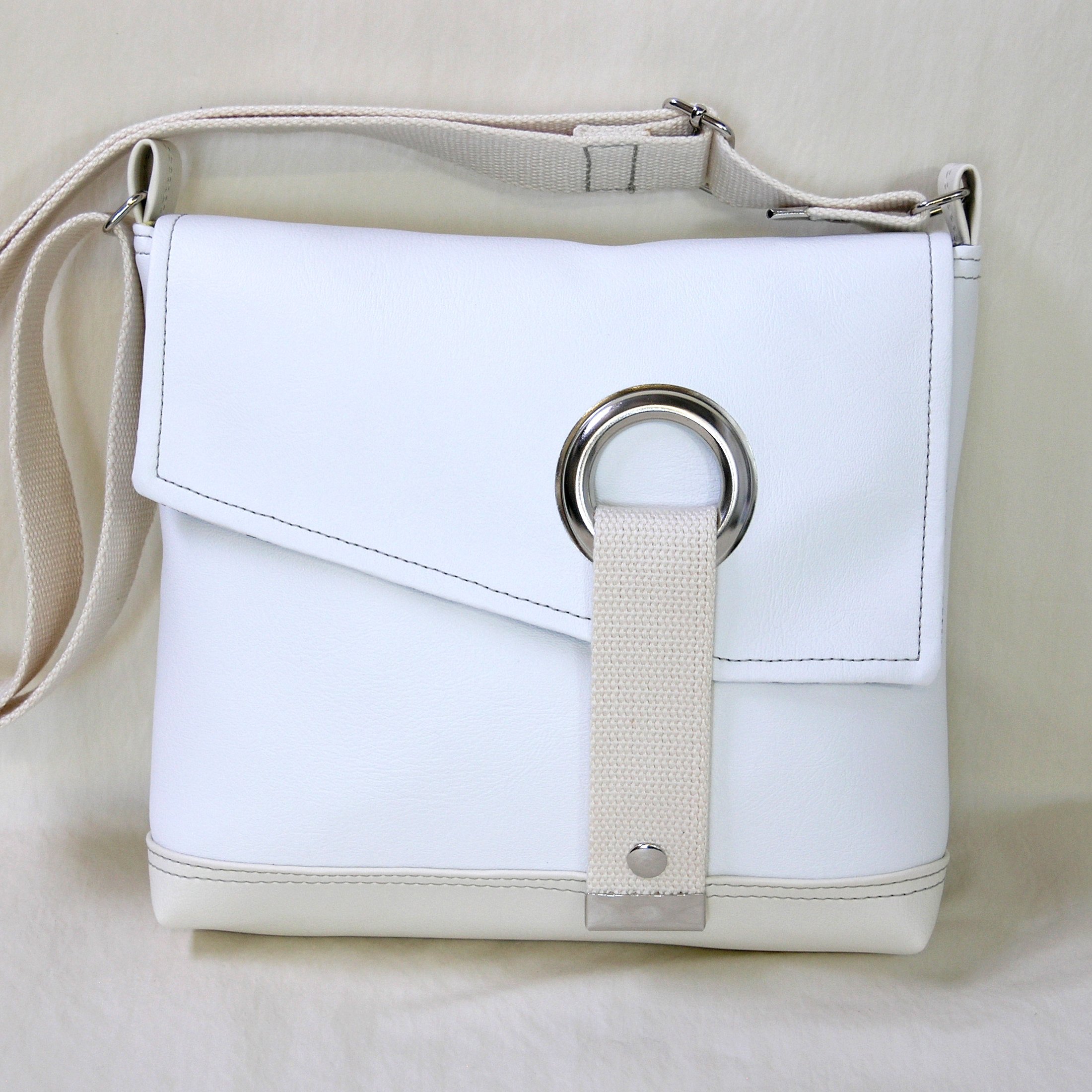 Stella Crossbody Messenger Bag for Women - Snow White Faux Leather Shoulder Bag - Perfect for Work, Travel & Everyday Use