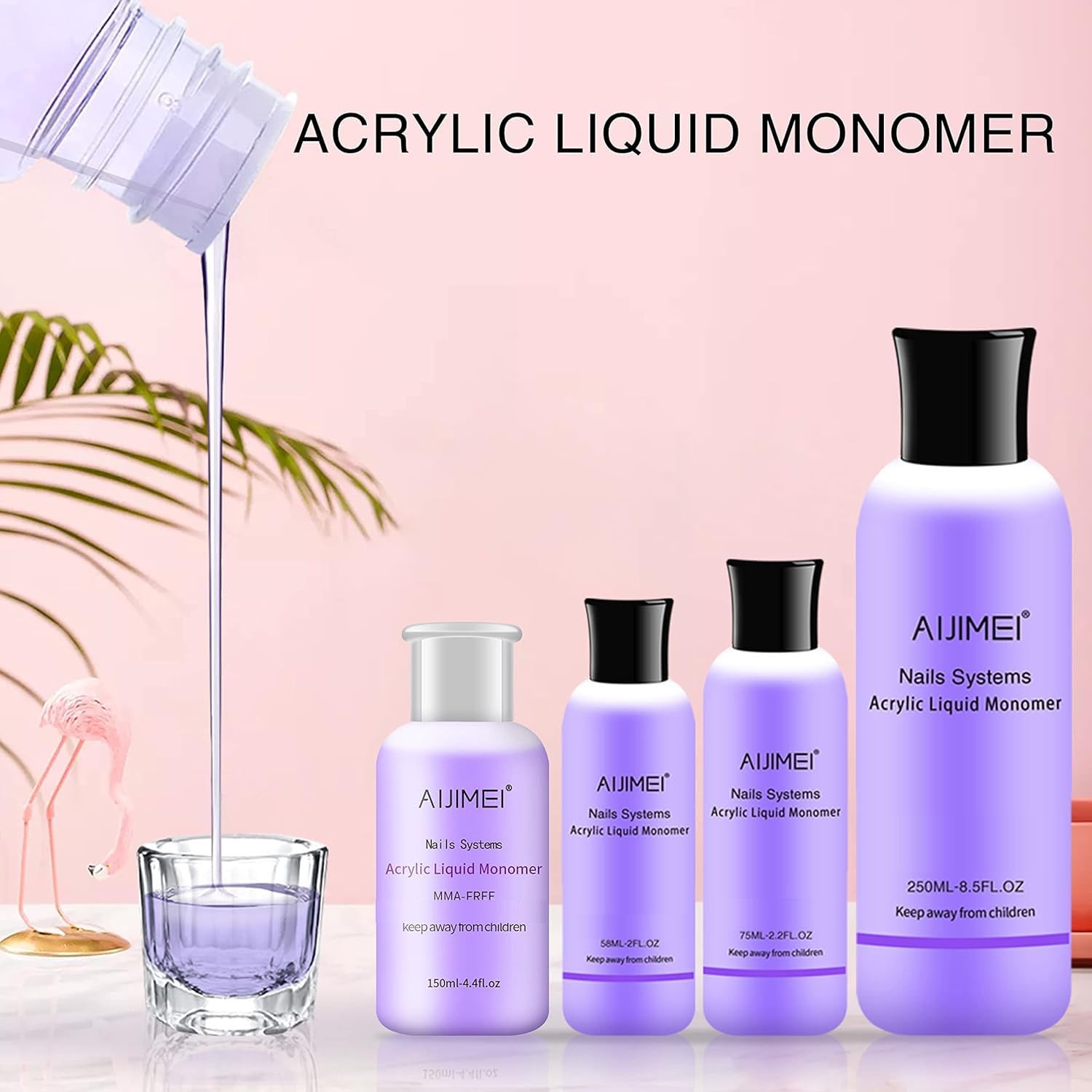 Professional AIJIMEI Acrylic Nail Liquid Monomer 58ML/2FL.OZ - High Quality Acrylic Liquid for Nail Extensions & Acrylic Powder - Perfect for Salon, DIY Manicures & Nail Art at Home