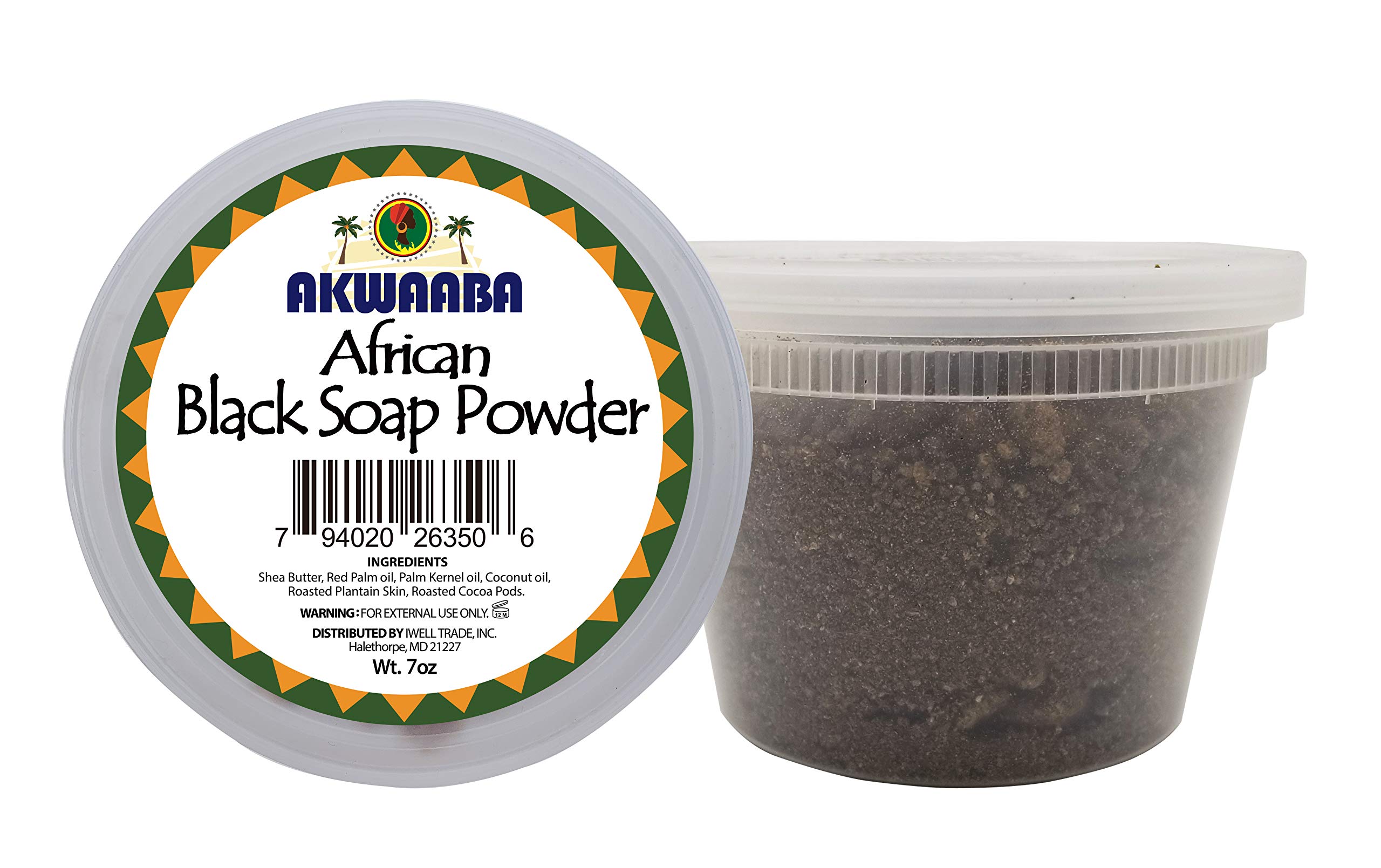 AKWAABA African Black Soap Powder 7oz - Natural Skin Cleanser for Acne, Eczema & Dark Spots | Organic Face & Body Wash | Perfect for Sensitive Skin & Daily Skincare Routine