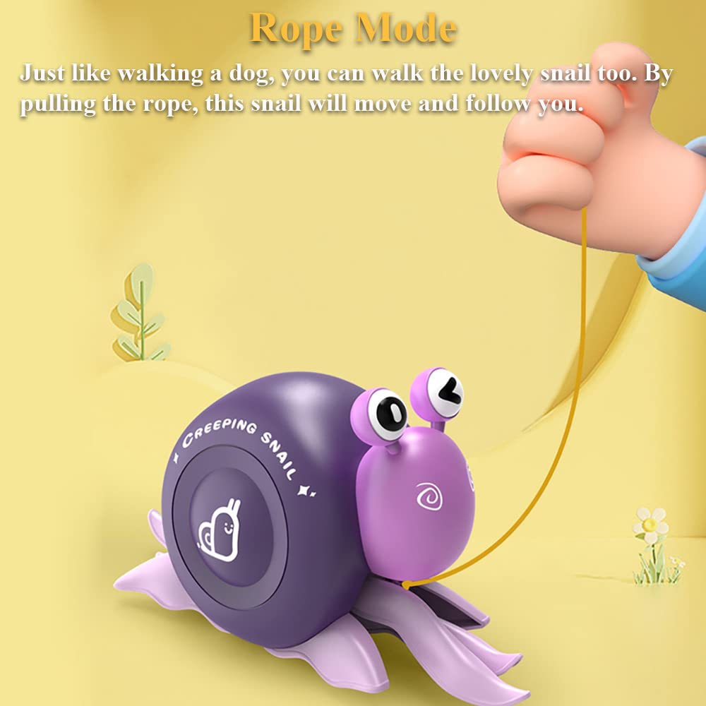 Dual Mode Wind-Up Crawling Snail Toy - Pull & Go Rope Bathtub Toy for Kids (Blue) | Fun Bath Time & Floor Play for Boys & Girls