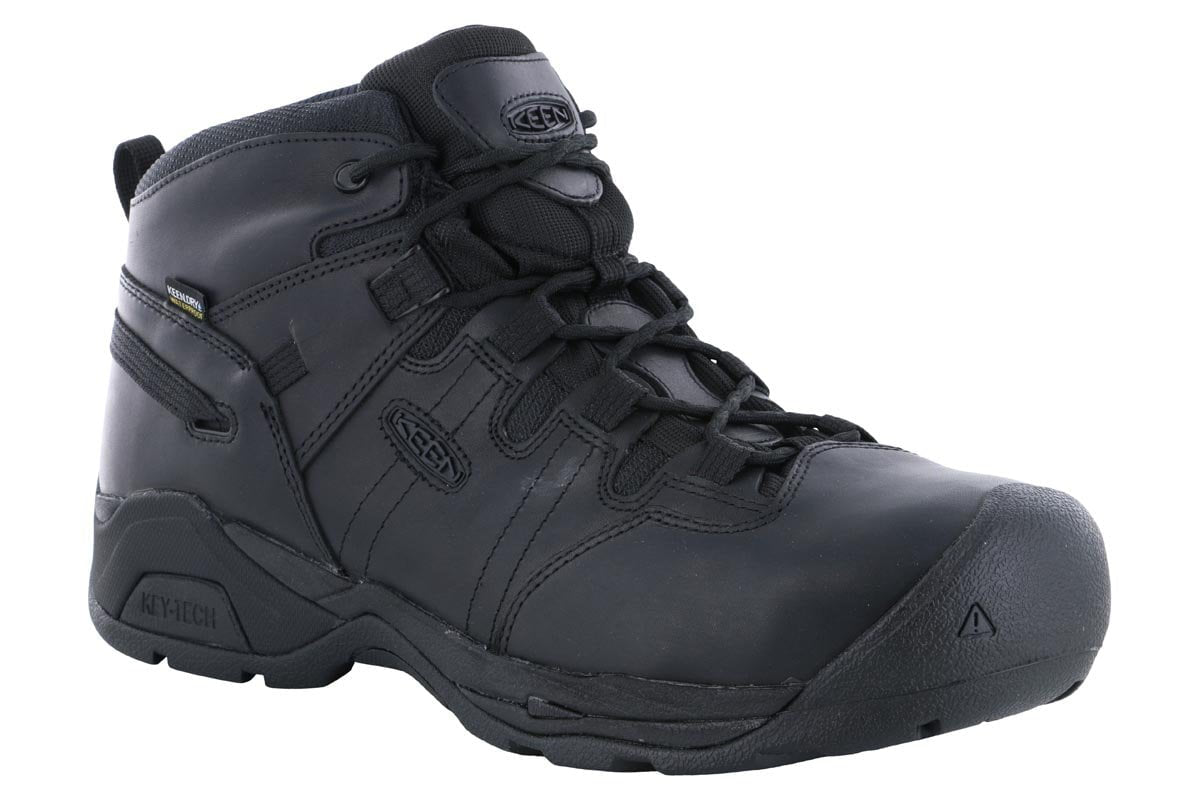 Keen Utility Detroit XT Mid WP Composite Toe Work Boots for Men - Waterproof, Steel Toe, Slip Resistant - Ideal for Construction, Hiking & Outdoor Work (Black)