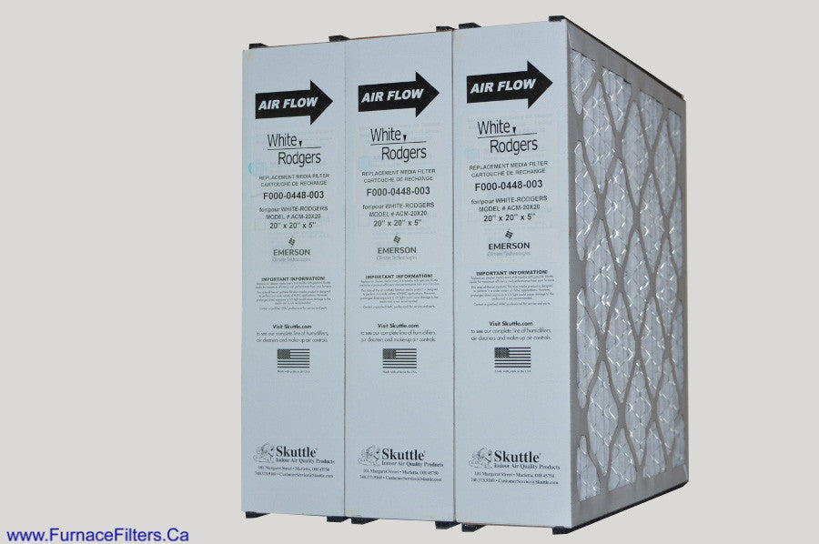 White Rodgers F000 0448 003 ACM 20x20 HVAC Air Filter (Case of 3) - 20x20x5 MERV Rating, Actual Size 19 3/4