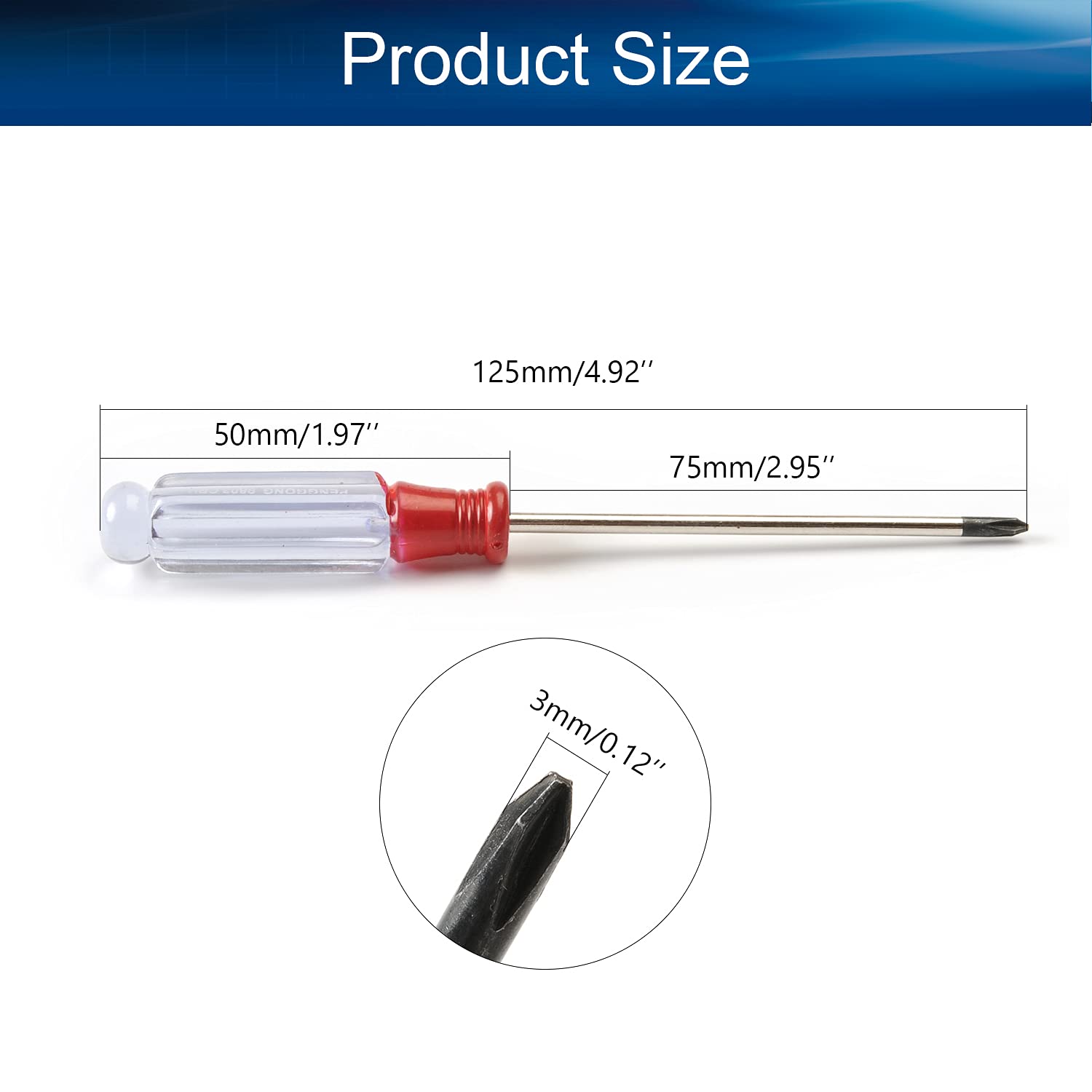 Utoolmart Phillips Screwdriver - 3mm Magnetic Cross Head Tip, 75mm 45# Steel Shaft with 50mm Ergonomic Plastic Handle - Perfect for Home Repair, DIY Projects & Craft Work - Ideal for Electronics, Furniture Assembly & Household Maintenance