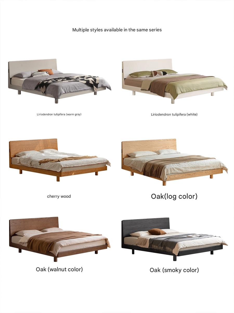 Solid Oak Wood Modern Floating Bed Frame - Queen Size, Sturdy Platform Bed with LED Lights for Bedroom, Living Room, Guest Room