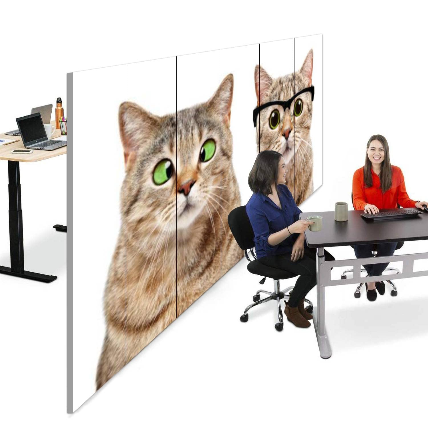 6-Panel Canvas Room Divider Screen with Cute Cat Portrait - Foldable Privacy Partition Wall Separator for Bedroom, Office & Studio | Home Decor & Space Divider