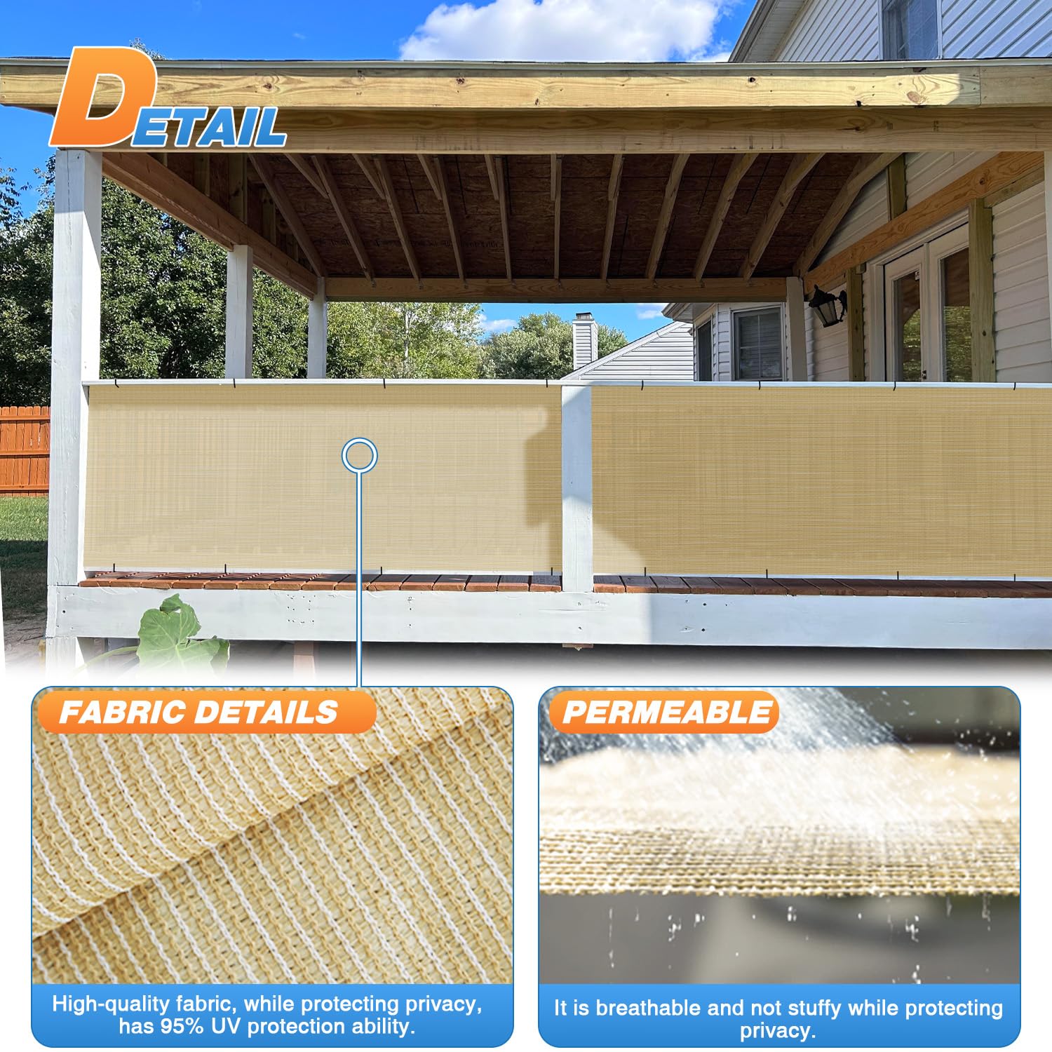 TANG Sunshades Depot 12x79 Ft Beige Sunscreen Shade Fabric Roll - 95% UV Block Privacy Screen & Windscreen - Durable Mesh Shade Cloth for Outdoor Garden, Greenhouse, Barn, and Patio Protection
