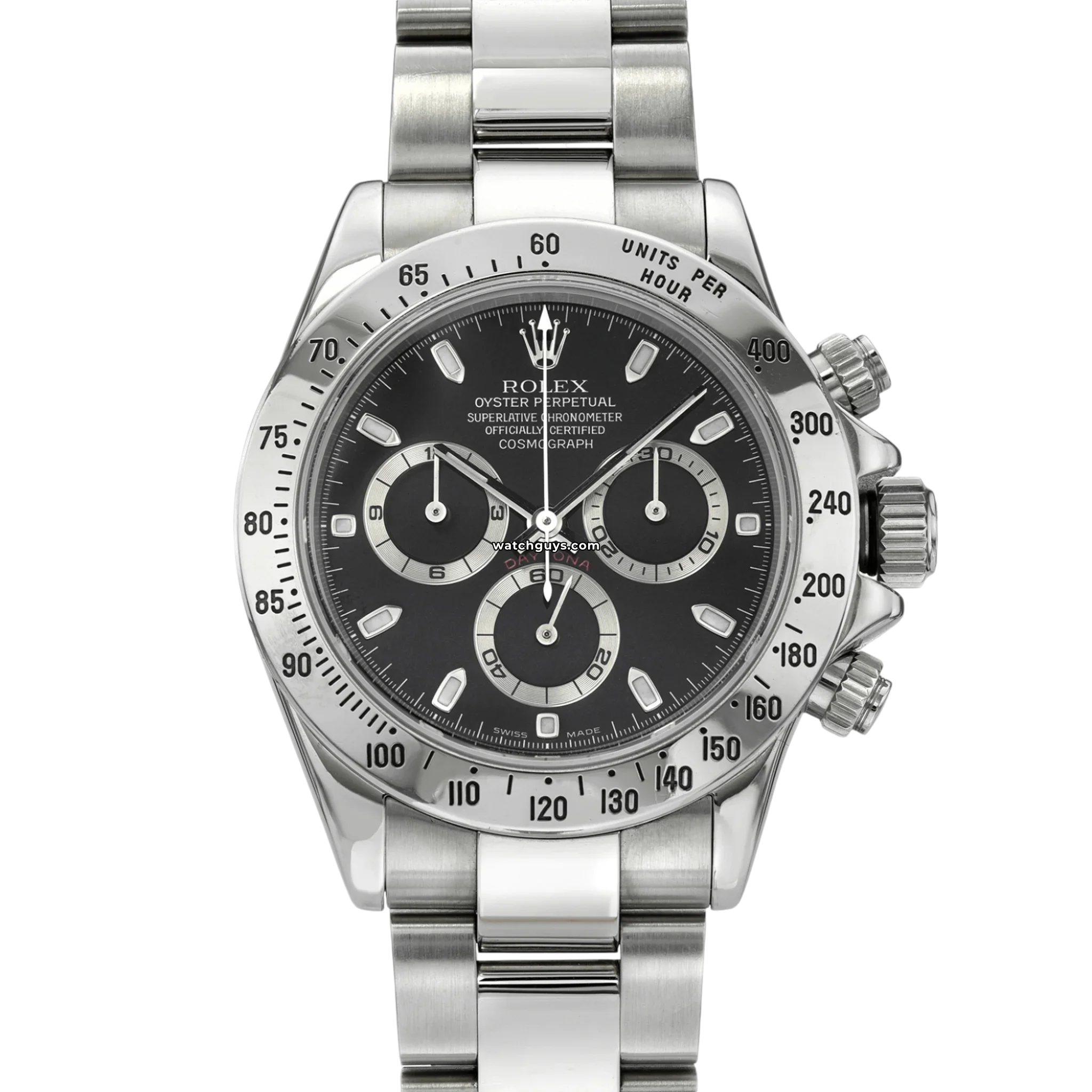 Authentic Rolex Daytona 116520 Men's Watch - Black Dial Stainless Steel Chronograph - Luxury Timepiece for Business, Gifting & Special Occasions