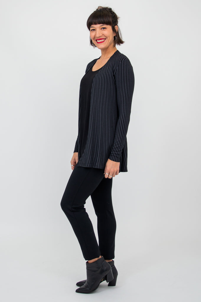 Chopra Jacket - Black & Grey Stripe Bamboo Fabric | Eco-Friendly Lightweight Outerwear for Men & Women | Perfect for Yoga, Travel & Casual Wear